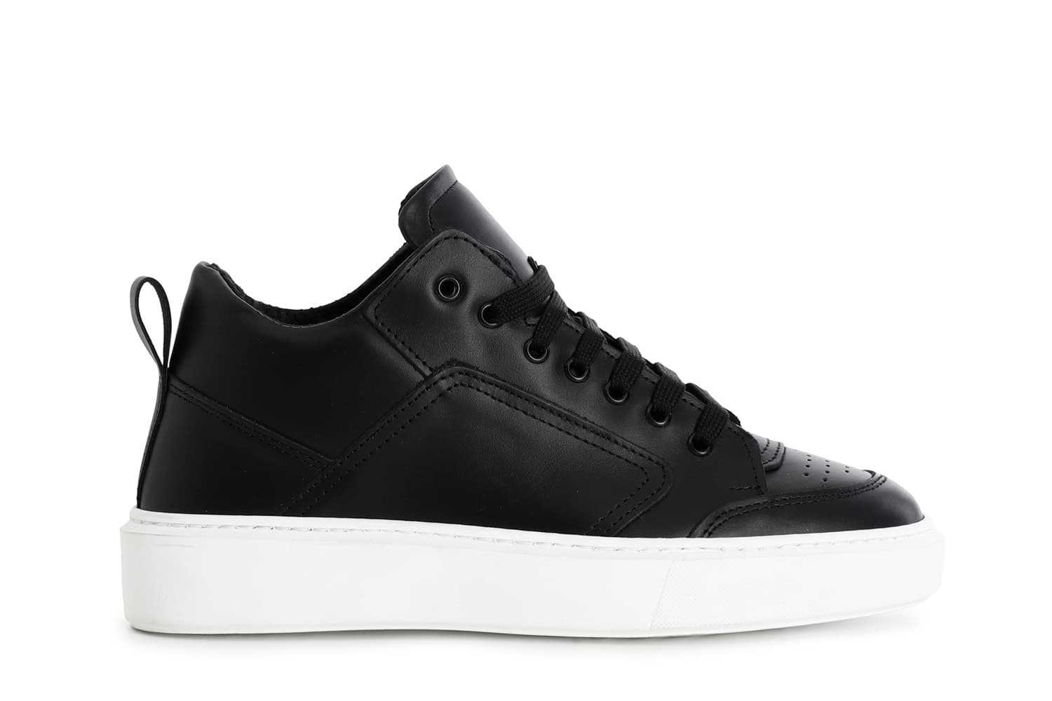 CafèNoir — Sneakers da uomo allacciate in pelle nero