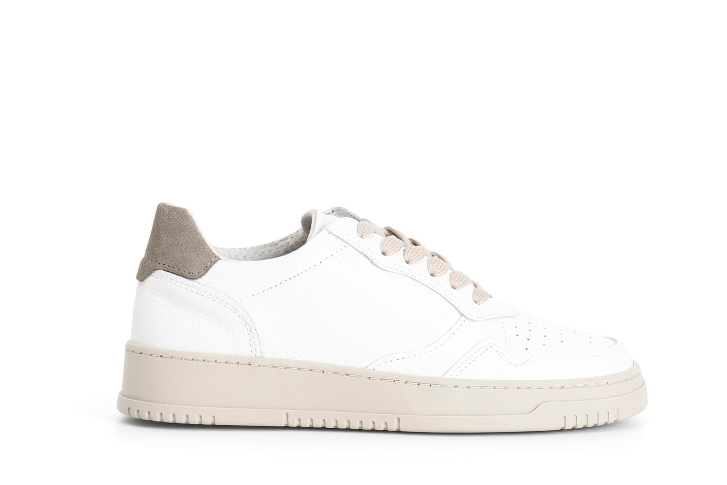 CafèNoir — Sneakers uomo allacciata in pelle bianco/sabbia
