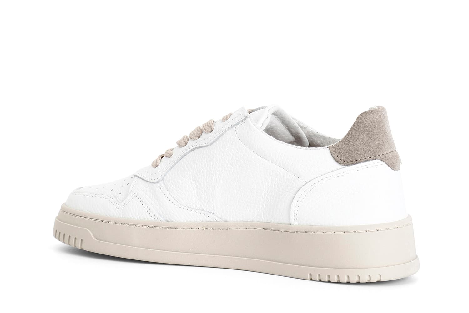 Sneakers uomo allacciata in pelle bianco/sabbia — vista 2