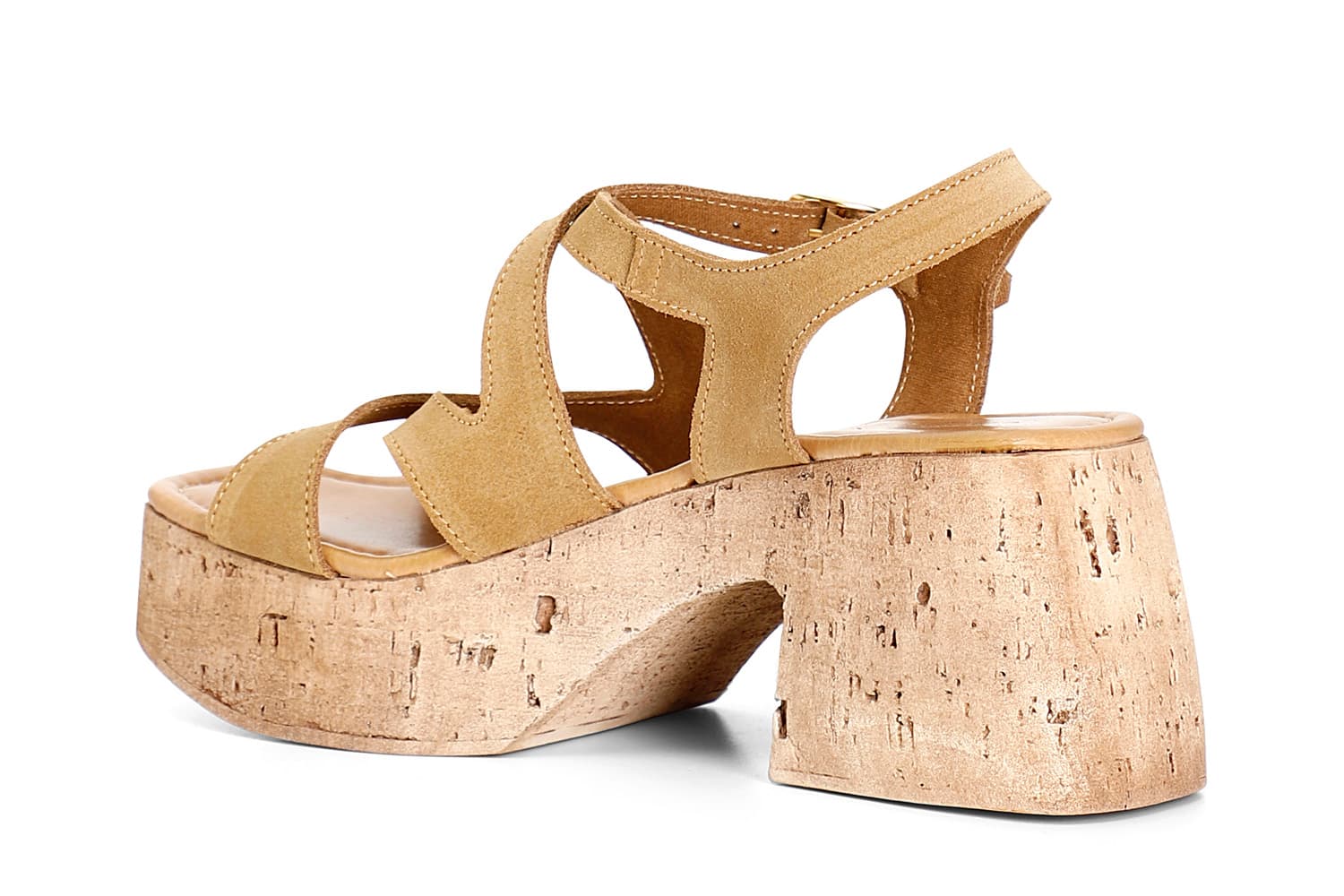 Sandali in pelle scamosciata con incrocio brandy — vista 2