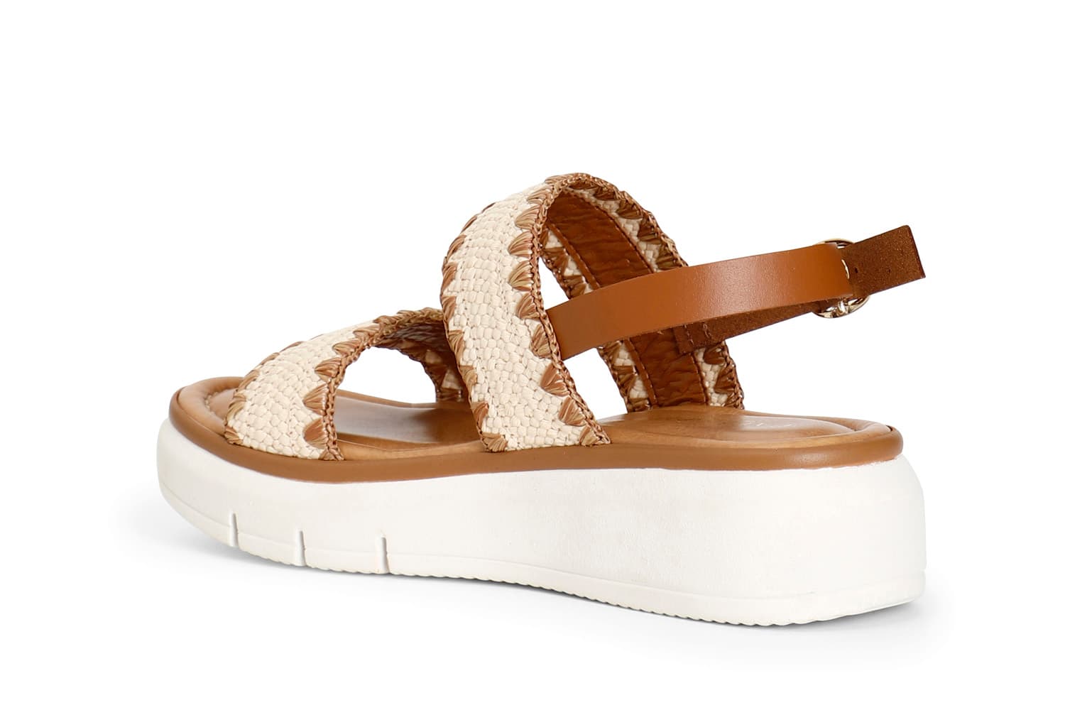 Sandali doppia fascia naturale/cuoio — vista 4