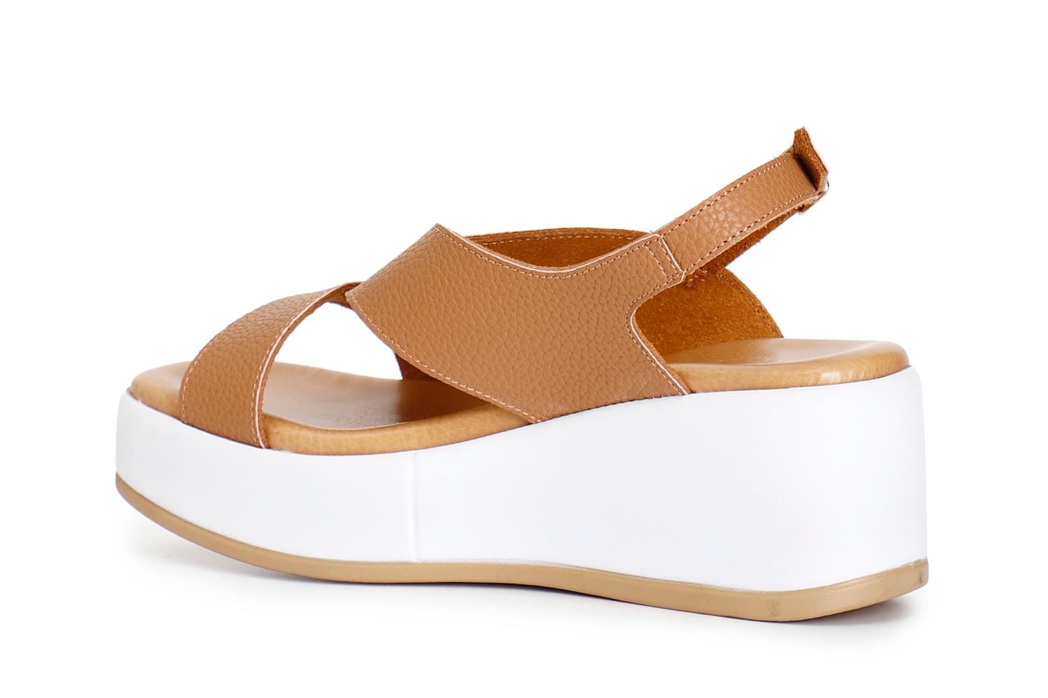 Sandali con incrocio bicolore biscotto/oro — vista 2