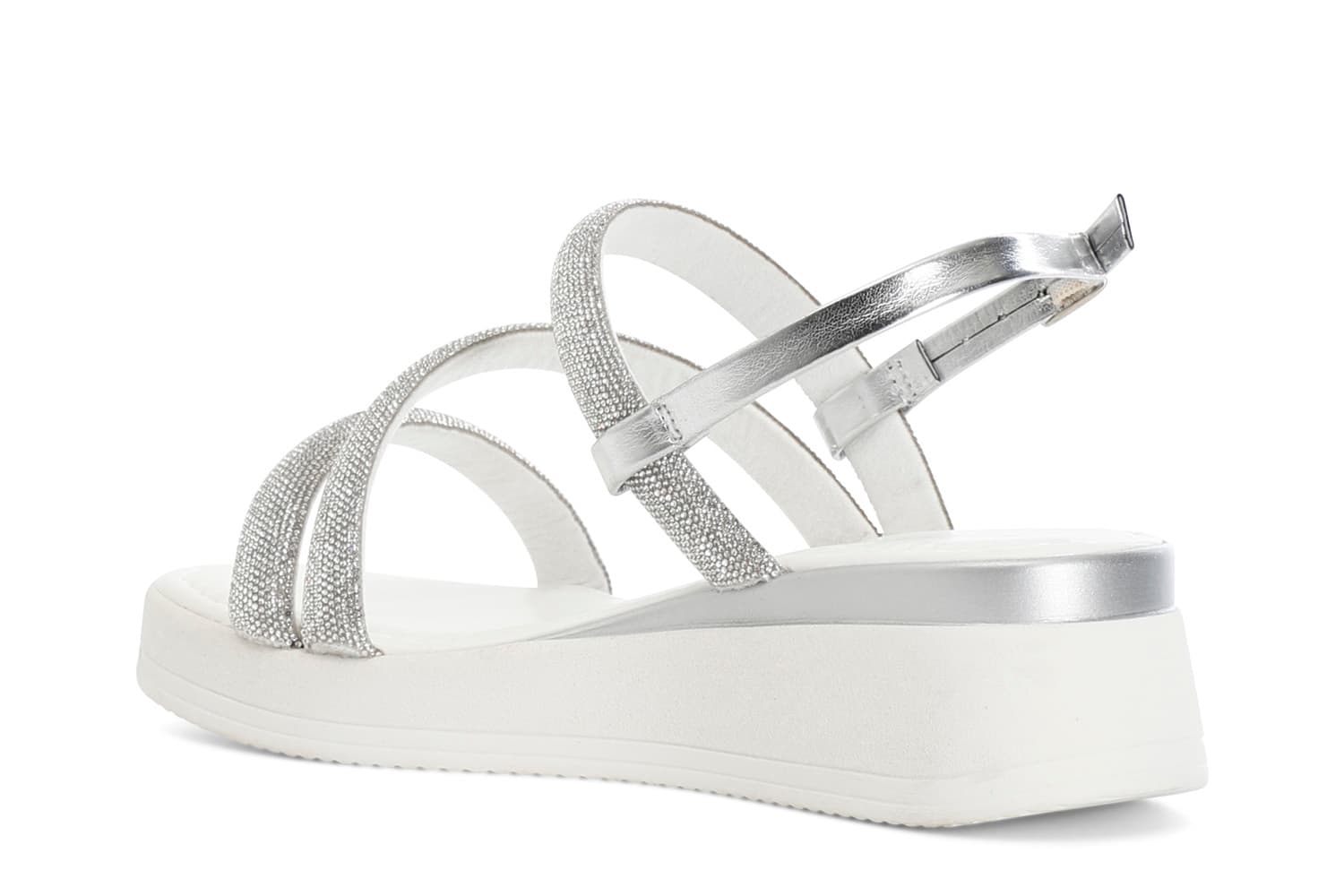 Sandali asimmetrici con strass argento — vista 2