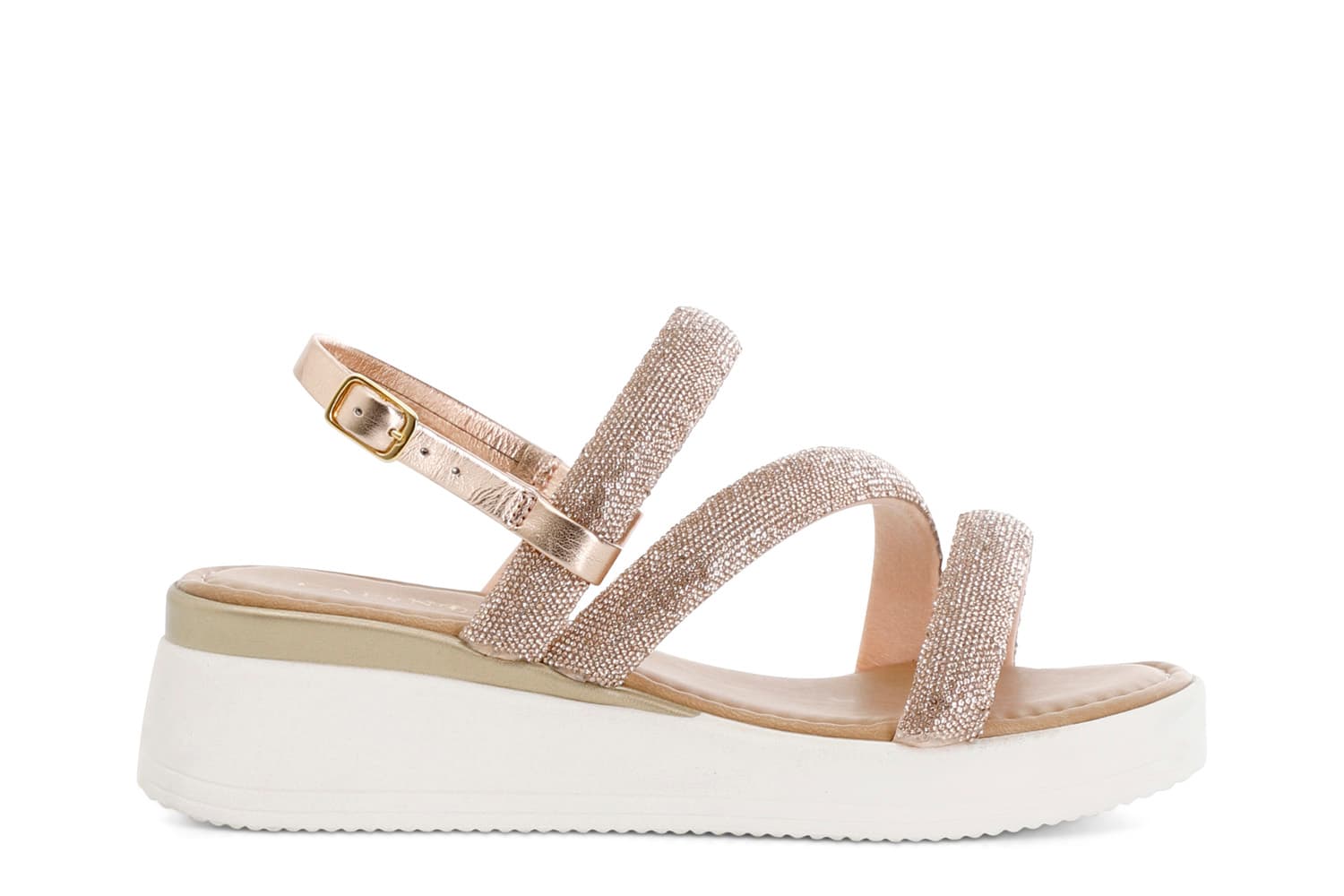 Sandali asimmetrici con strass cipria — vista 5