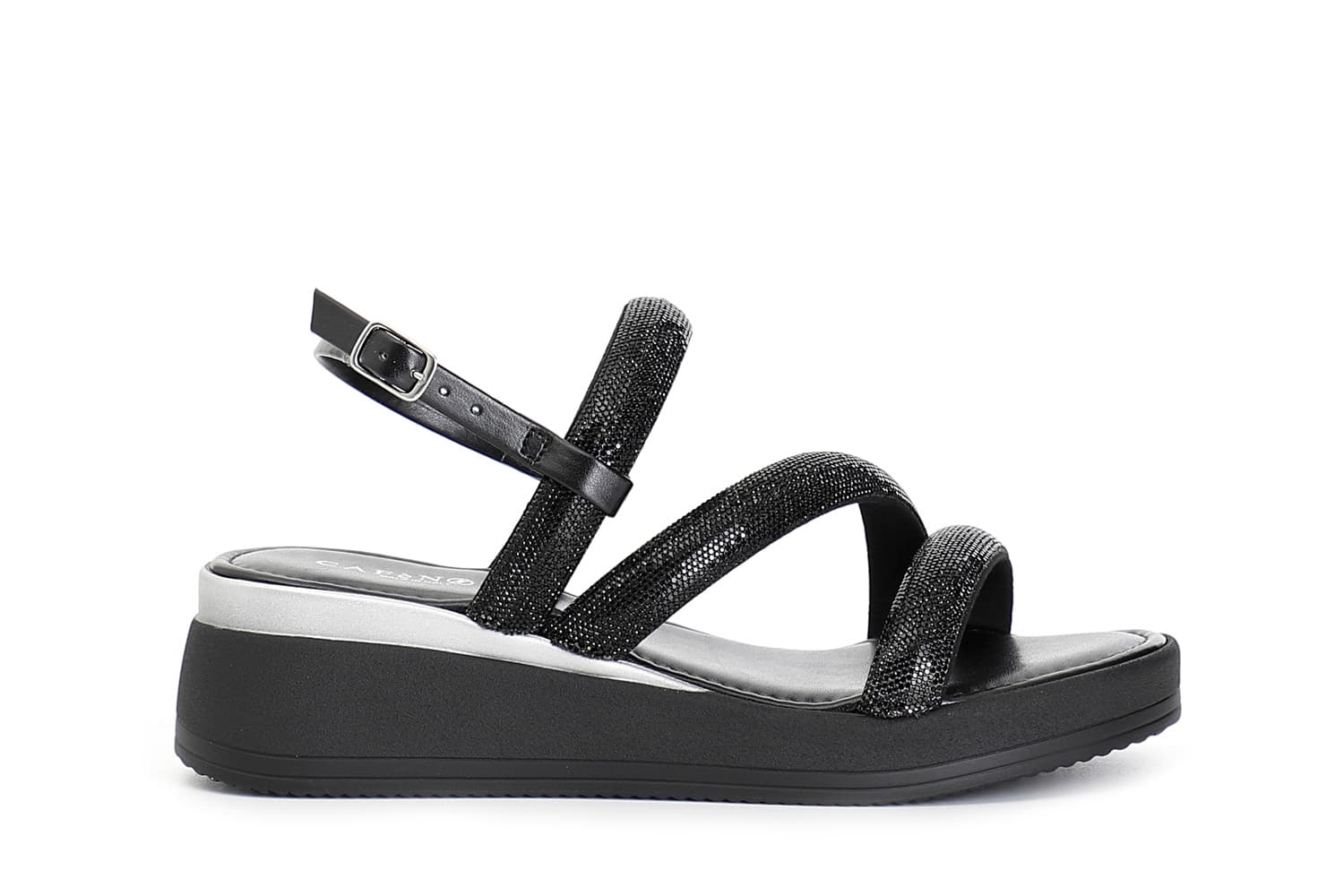 CafèNoir — Sandali asimmetrici con strass nero