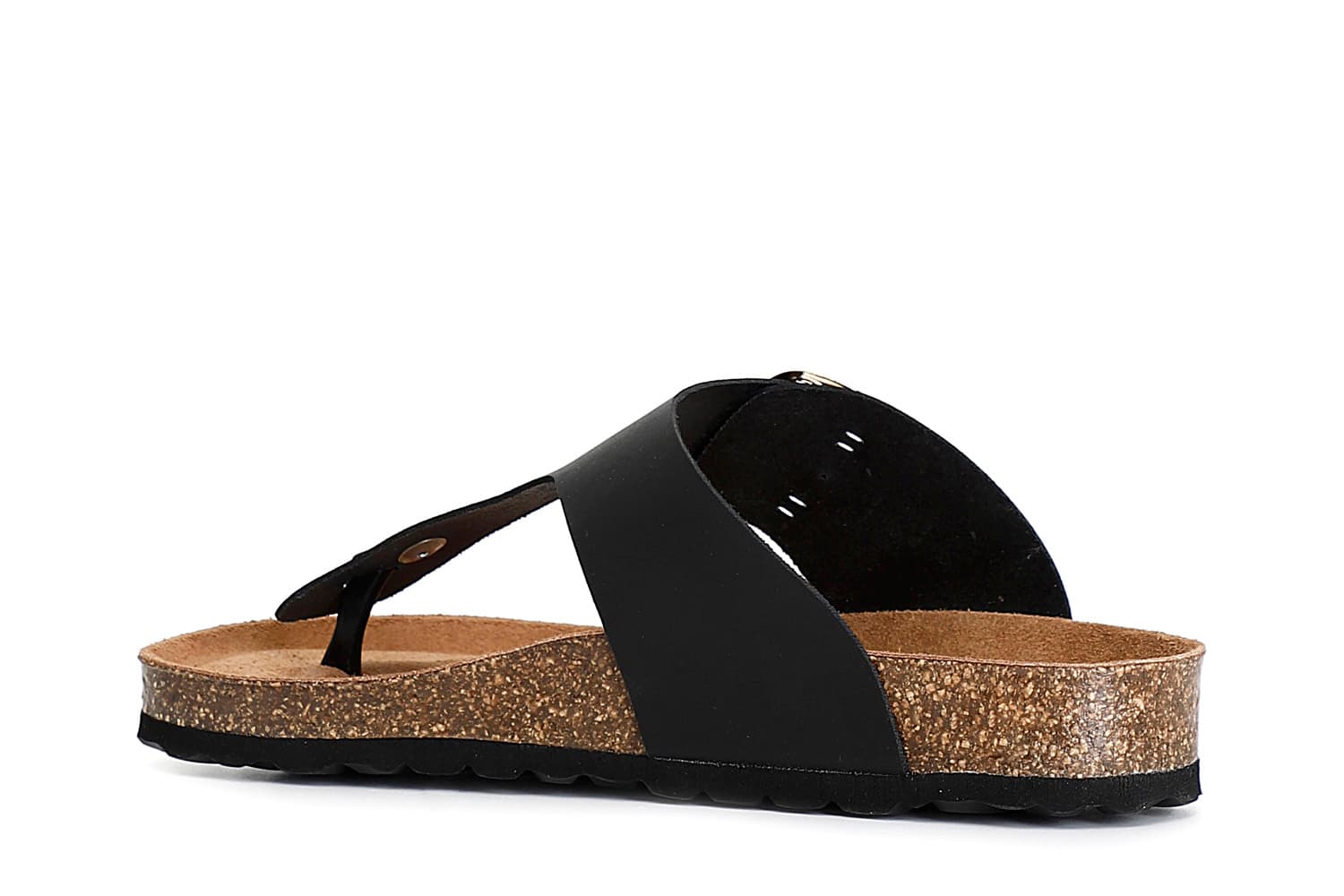 Sandali infradito donna in pelle nero — vista 2