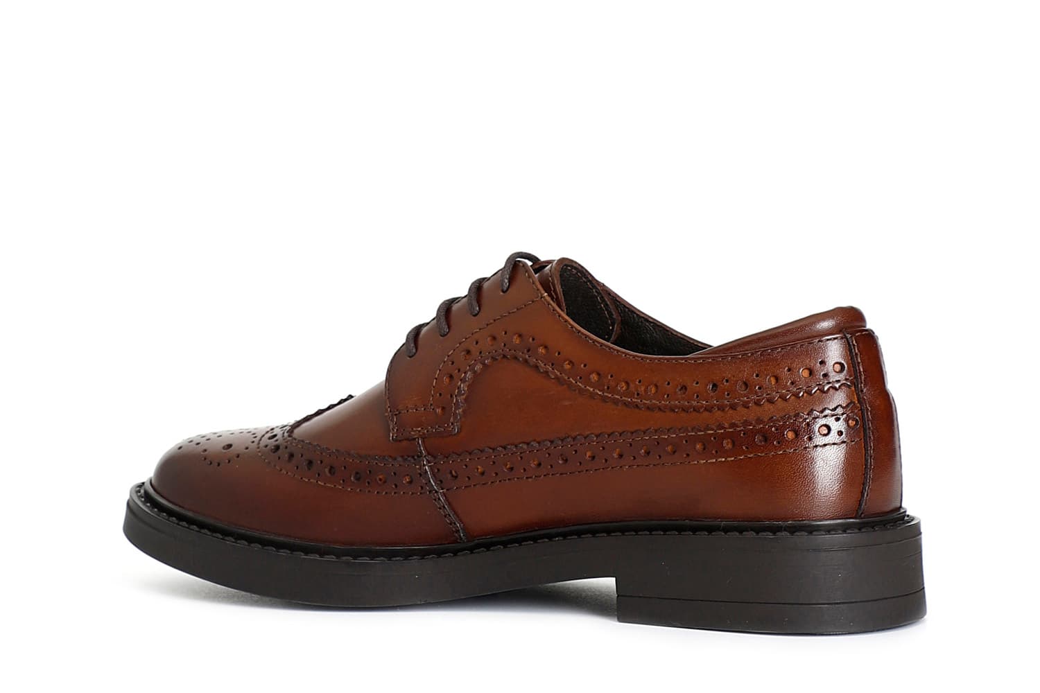 Derby da uomo in pelle con forature inglesi cognac — vista 2