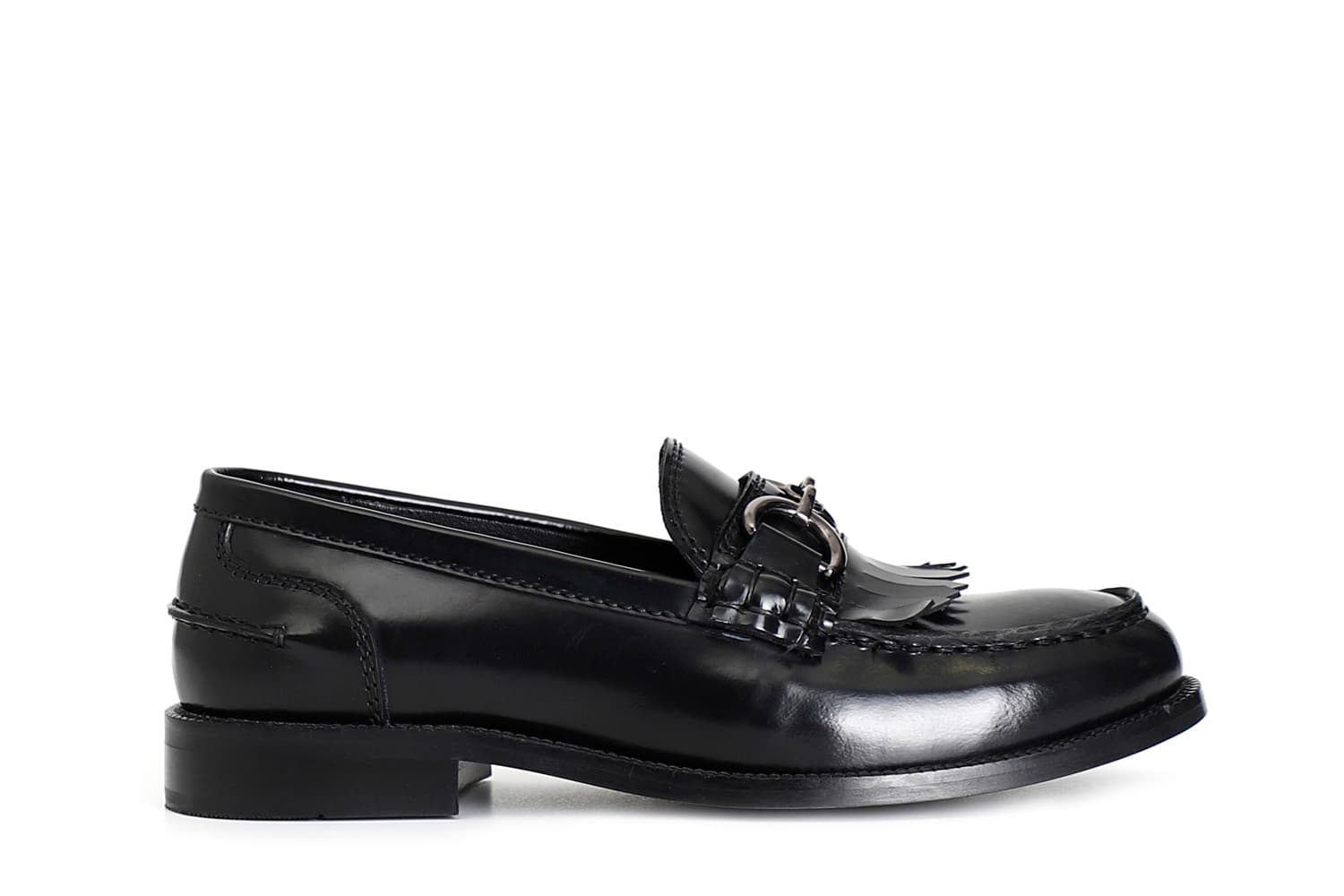 CafèNoir — Mocassino da donna in pelle spazzolata con frange nero