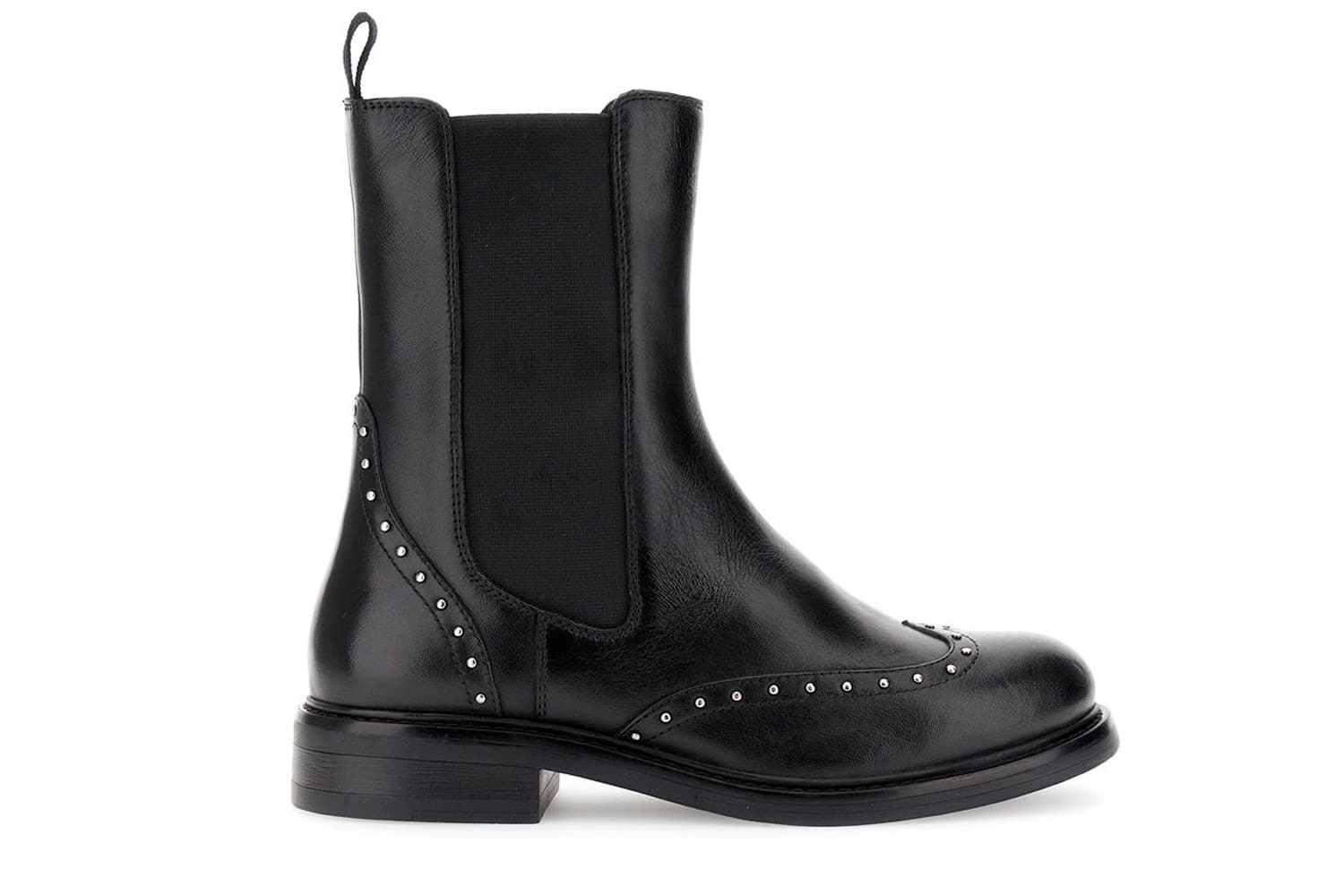 CafèNoir — Tronchetti in pelle con elastici e borchie nero