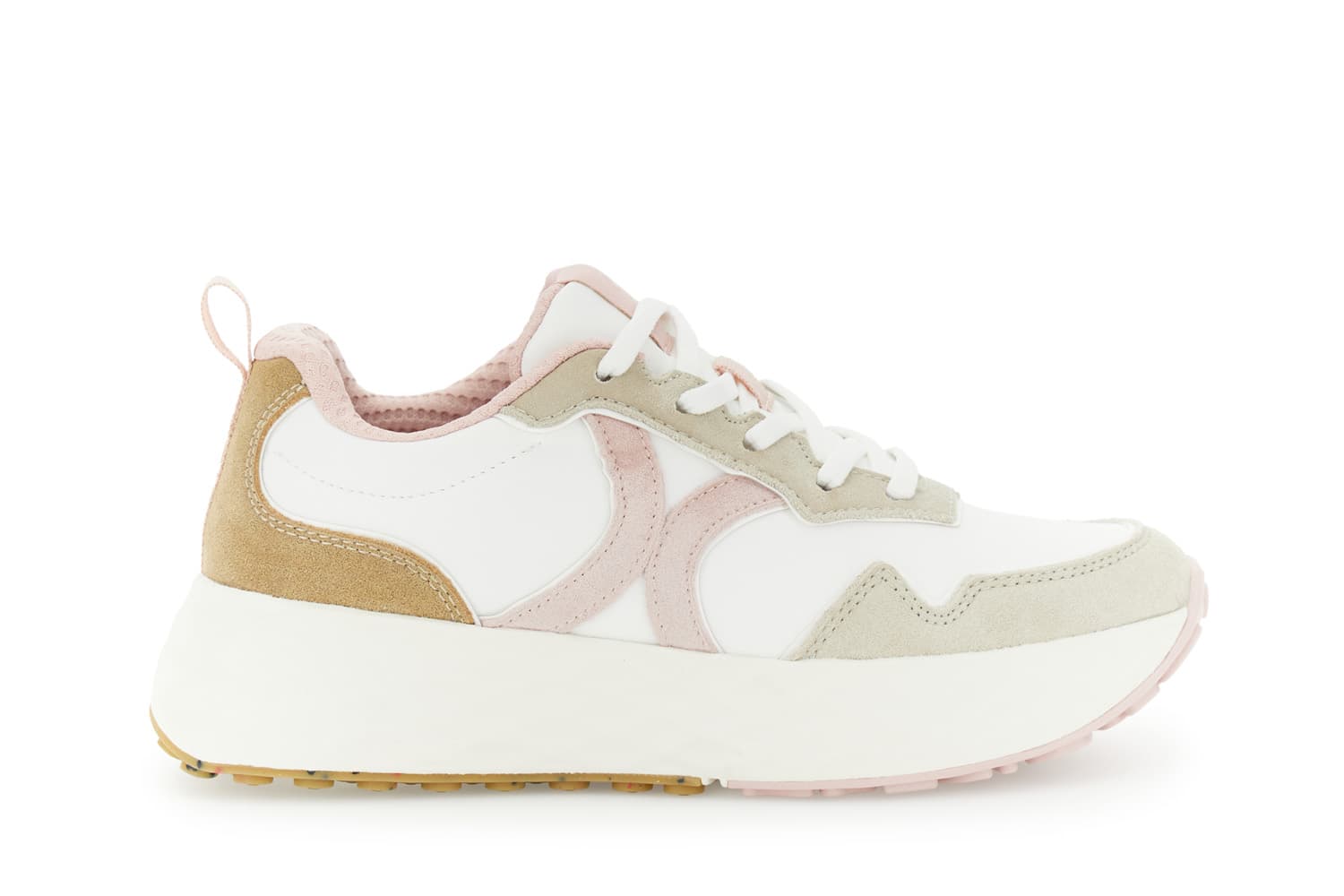 CafèNoir — Sneakers in tessuto e pelle beige/bianco