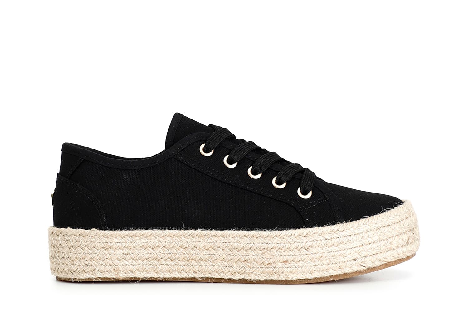 CafèNoir — Scarpa allacciata donna in tessuto suola fasciata corda nero