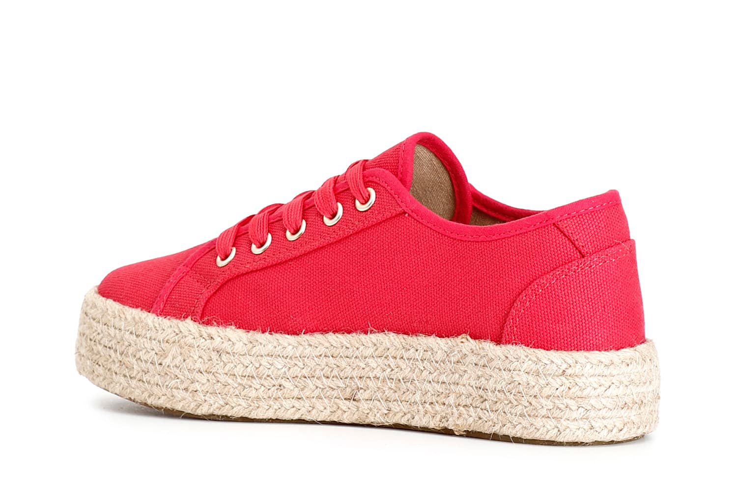 Scarpa allacciata donna in tessuto suola fasciata corda fuxia — vista 2