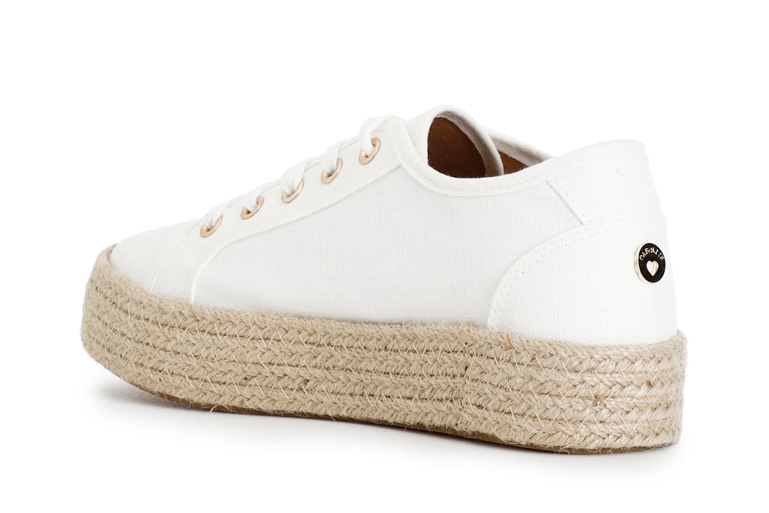 Scarpa allacciata donna in tessuto suola fasciata corda bianco — vista 2