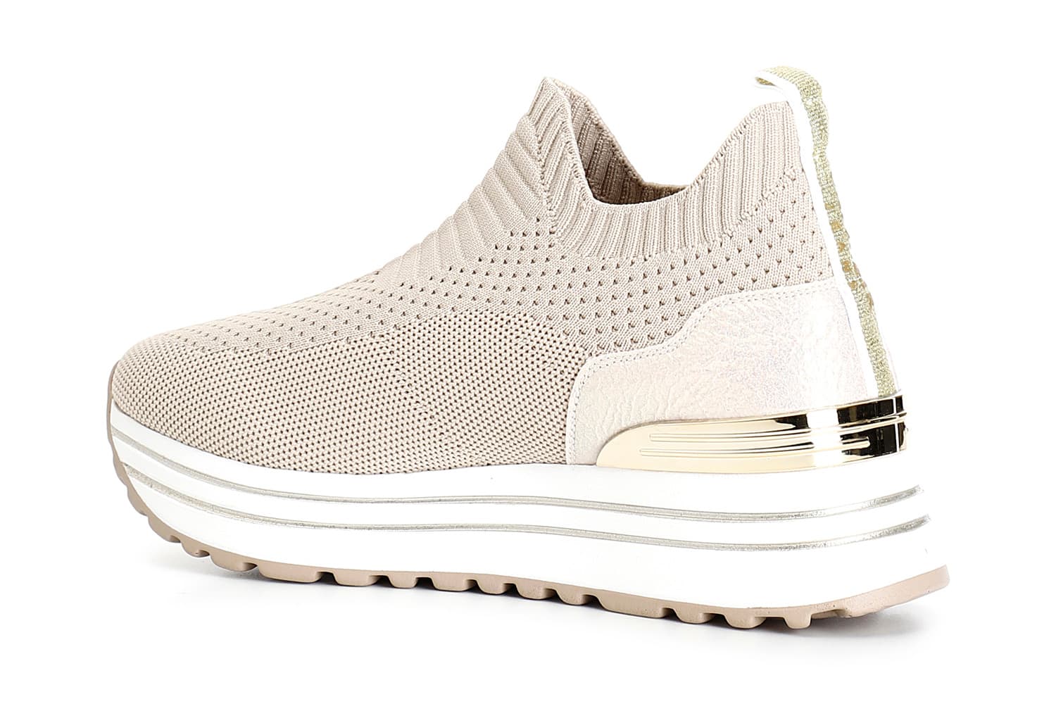 Running donna in tessuto elasticizzato sabbia — vista 2