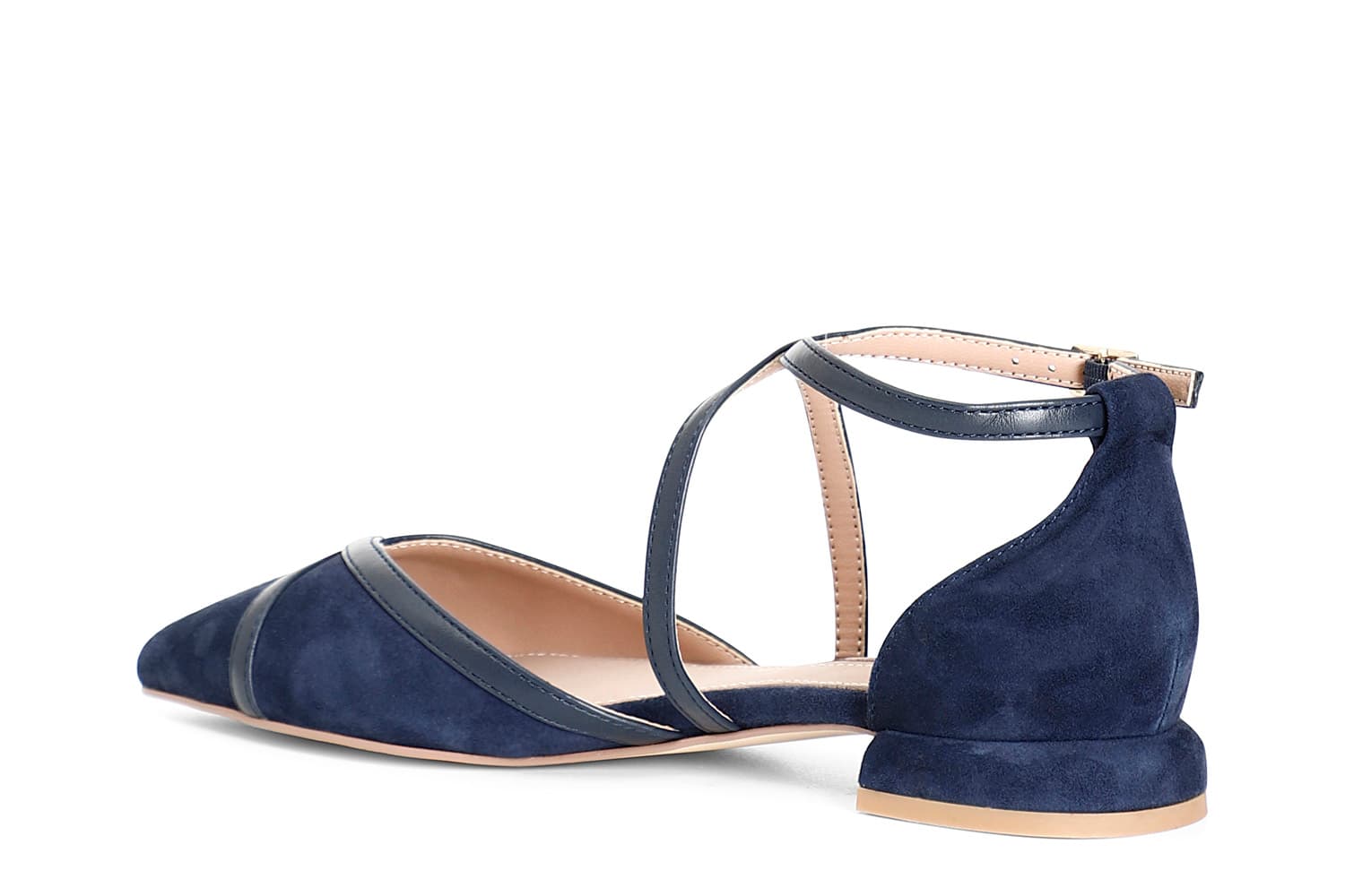 Ballerine in camoscio con incrocio navy — vista 2