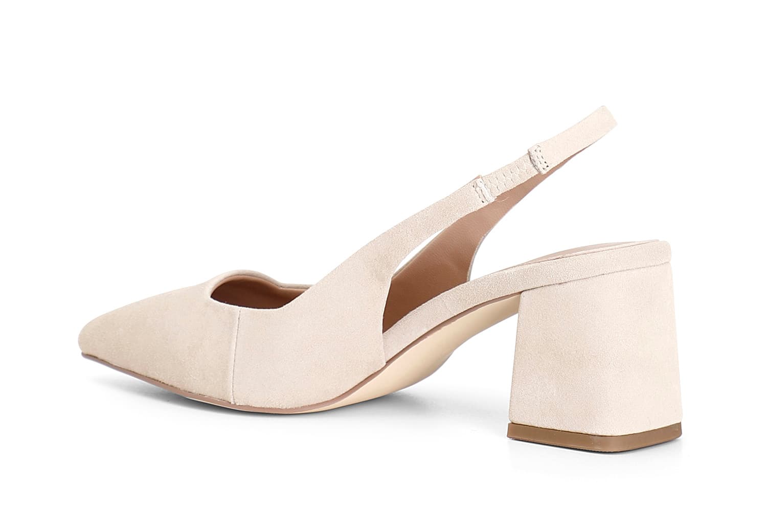 Décolleté in camoscio con laccio beige — vista 2