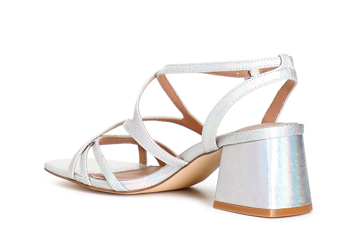 Sandali effetto metallico con incrocio argento — vista 4