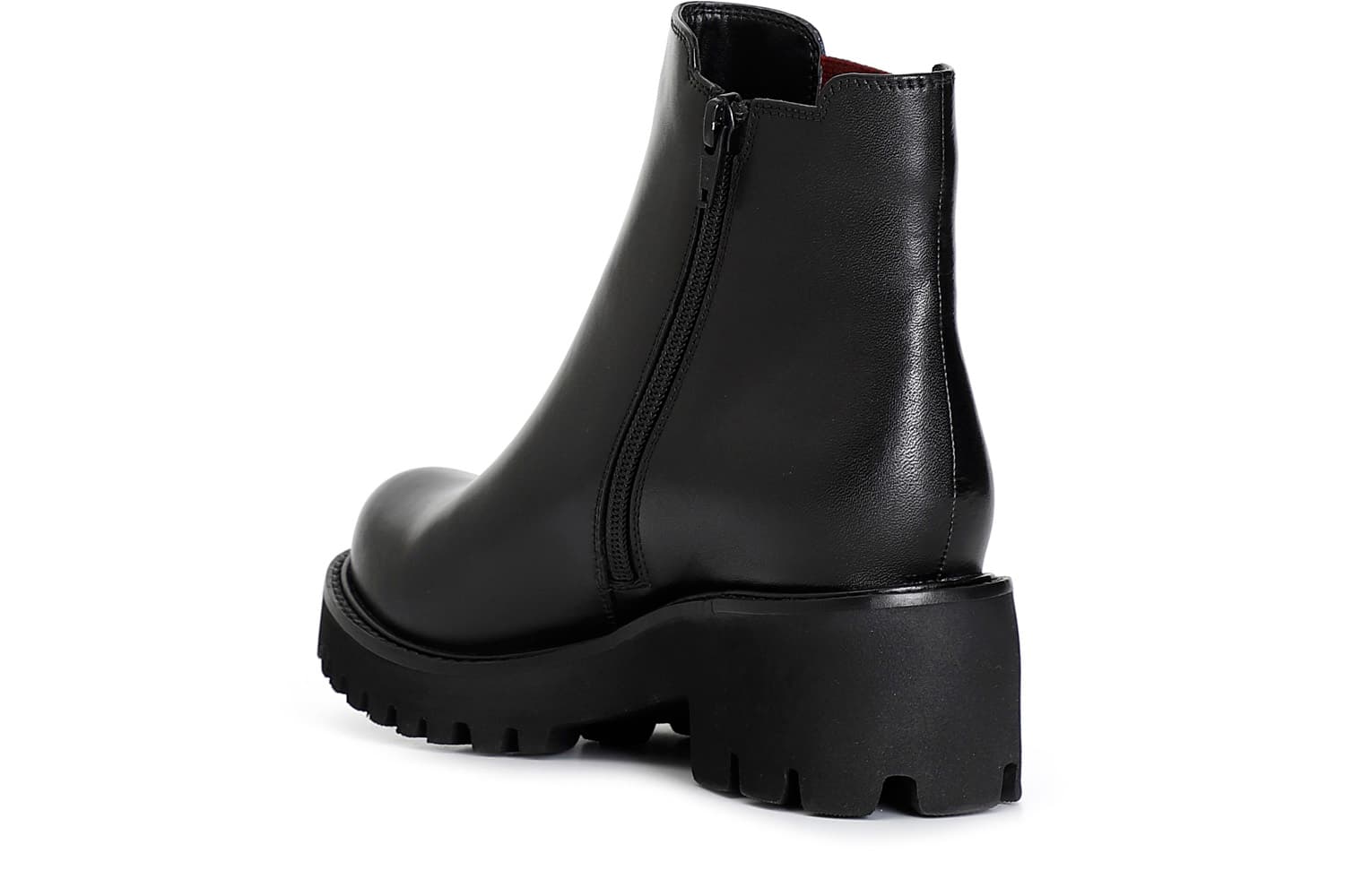 Tronchetto da donna in pelle con elastico nero — vista 4