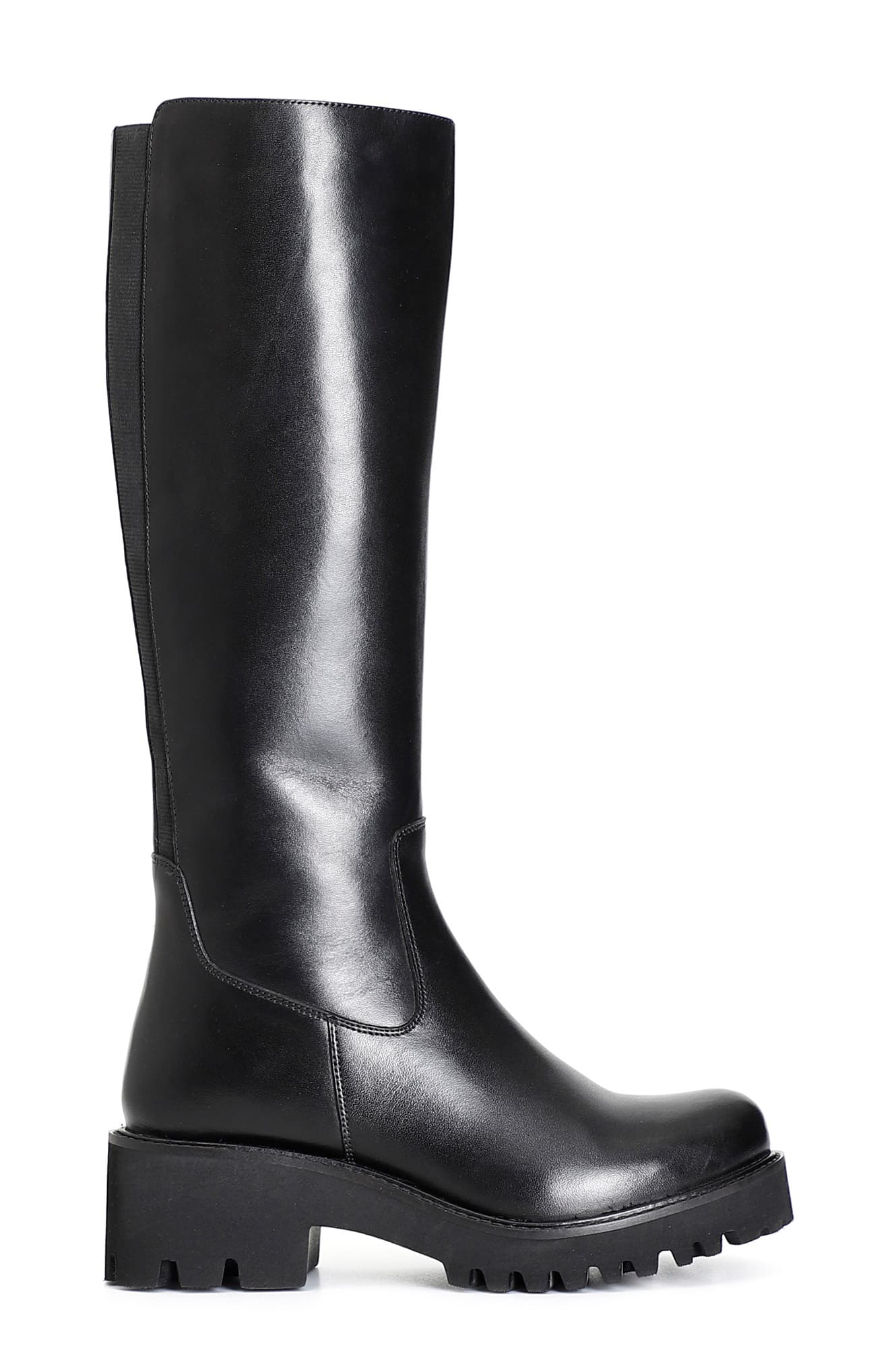 CafèNoir — Stivale da donna in pelle con elastico nascosto nero