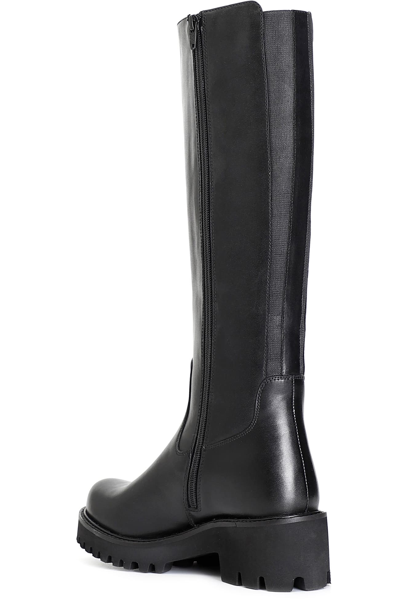 Stivale da donna in pelle con elastico nascosto nero — vista 2