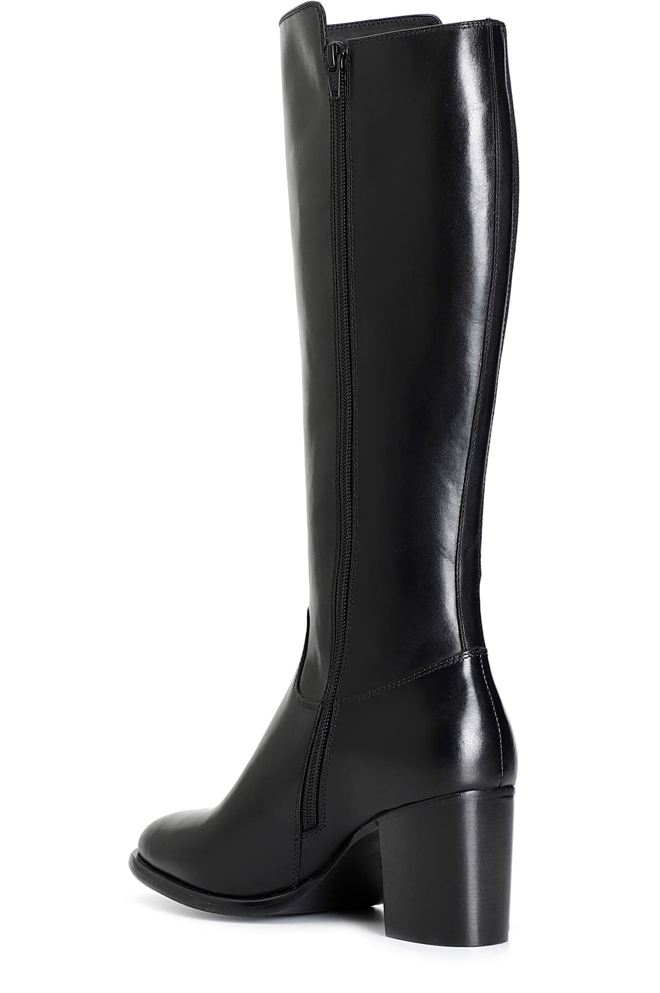 Stivale da donna in pelle con elastico nero — vista 2