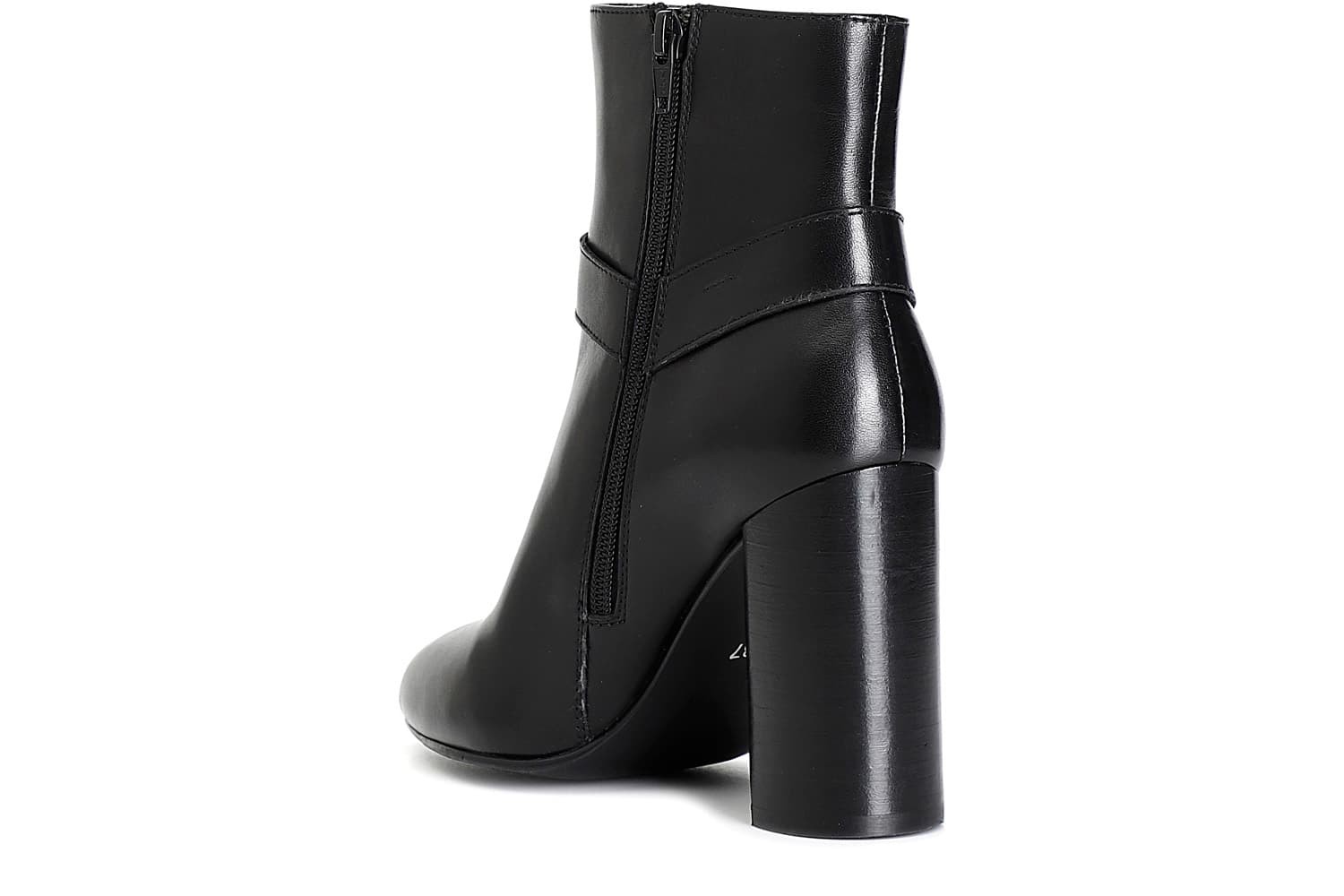 Tronchetto da donna in pelle con accessorio e cerniera nero — vista 2