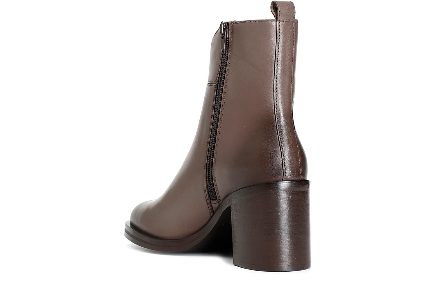 Tronchetto da donna in pelle con cerniera taupe — vista 4