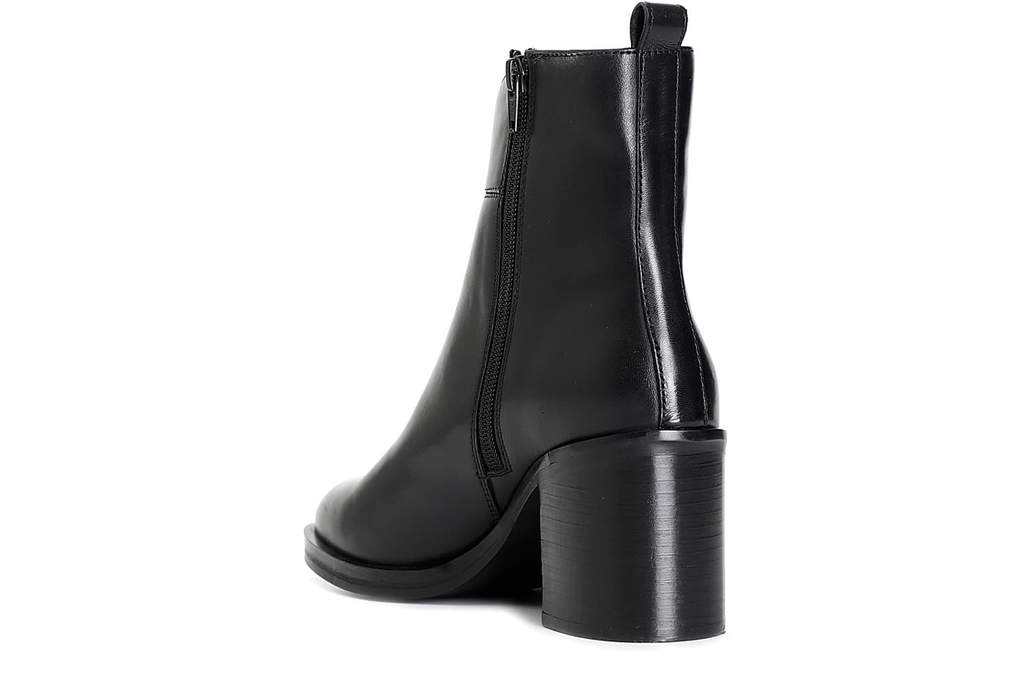 Tronchetto da donna in pelle con cerniera nero — vista 2
