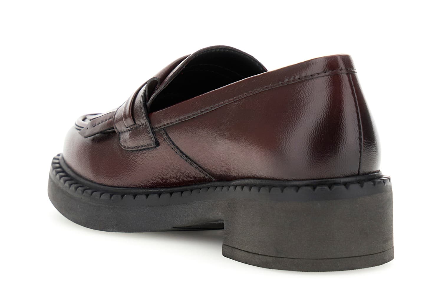 Mocassini in pelle con frange bordeaux — vista 2