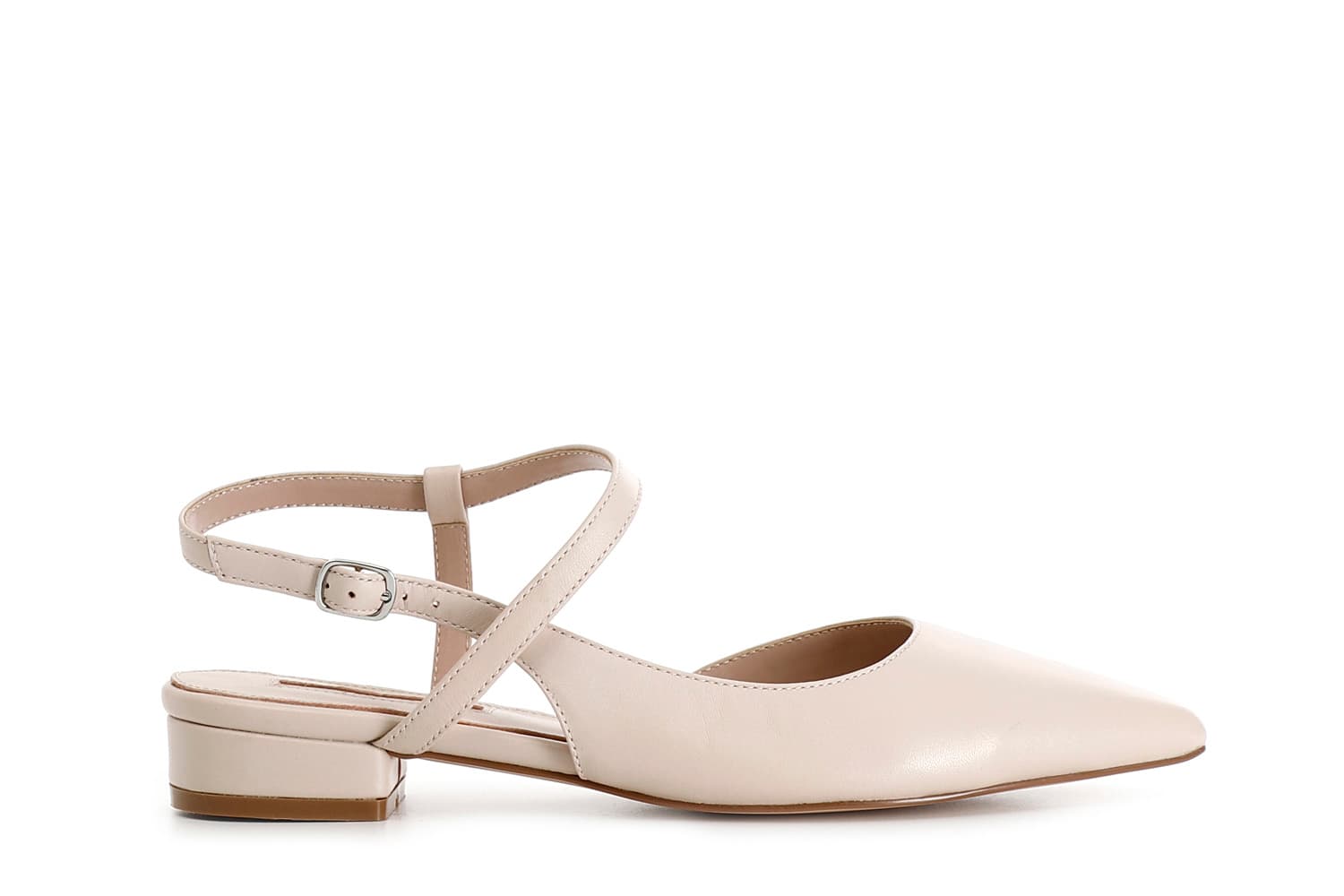 CafèNoir — Ballerine con laccio asimmetrico in pelle cipria