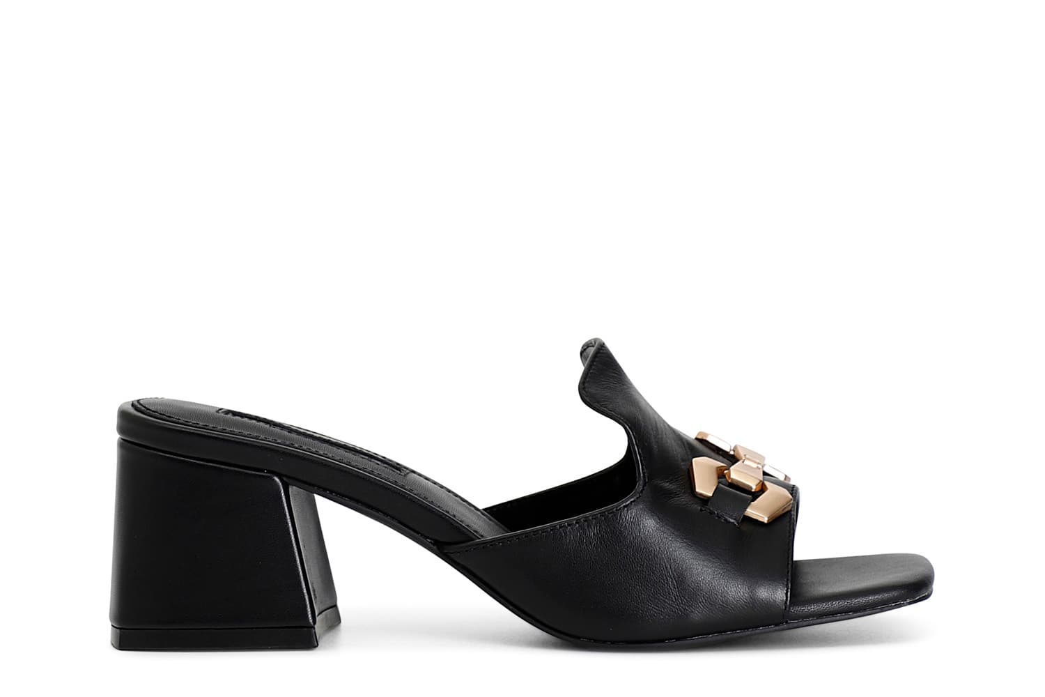 CafèNoir — Ciabatta in pelle con accessorio nero