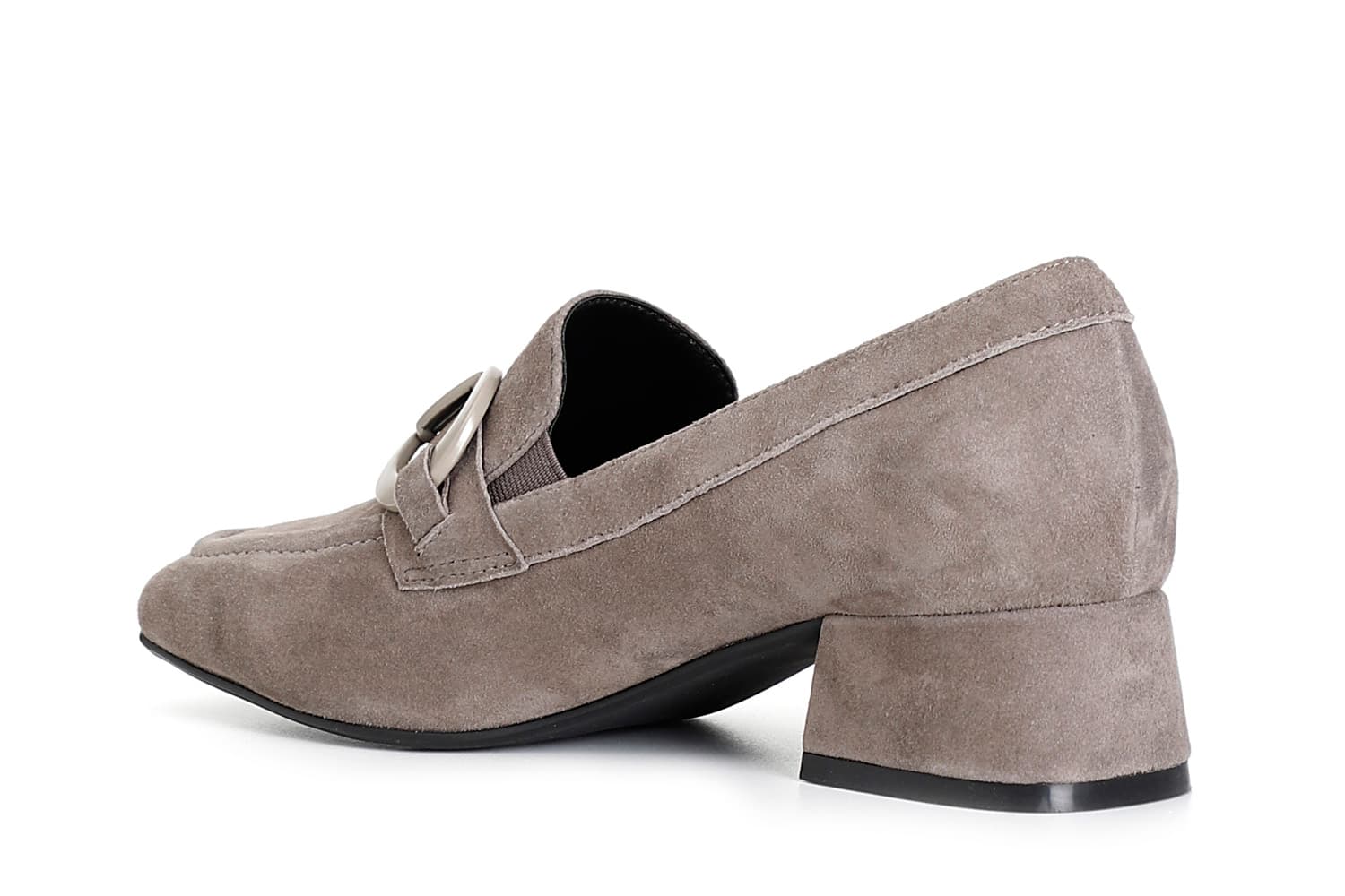 Mocassino da donna in camoscio con morsetto taupe — vista 2
