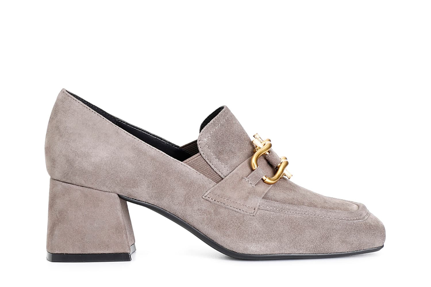CafèNoir — Mocassino in camoscio con accessorio e tacco 60 mm taupe