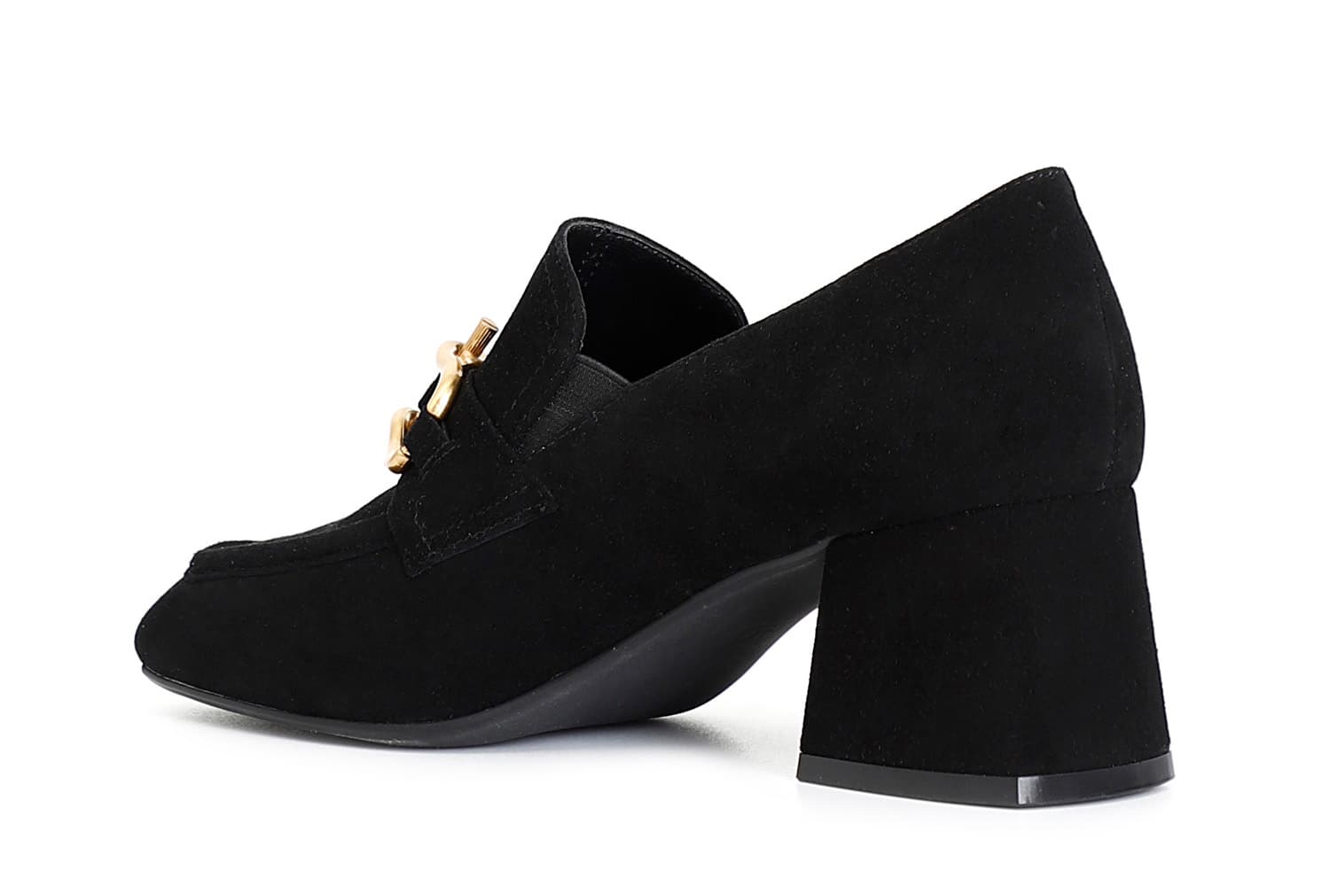 Mocassino in camoscio con accessorio e tacco 60 mm nero — vista 4