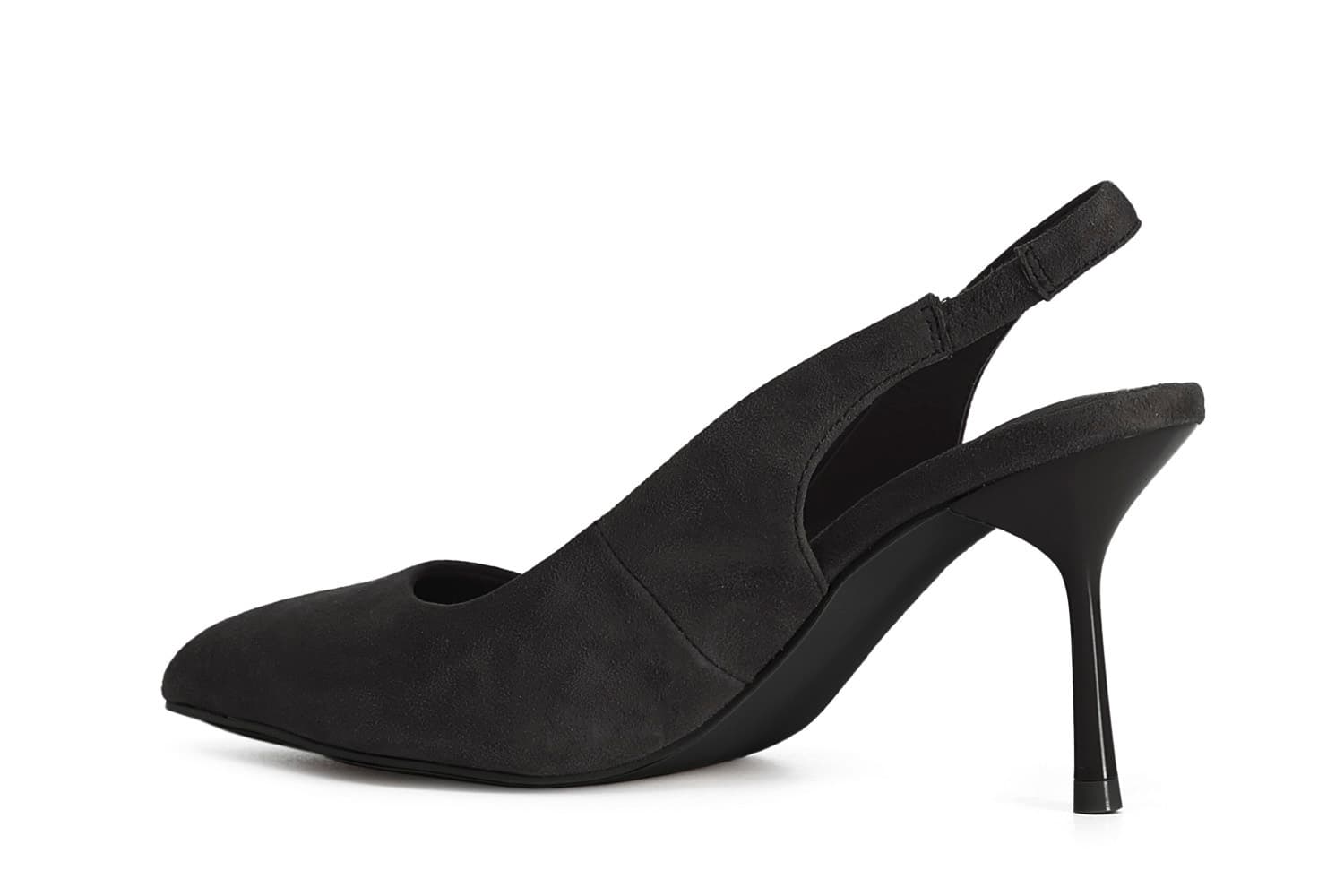 Décolleté in camoscio aperta dietro nero — vista 2