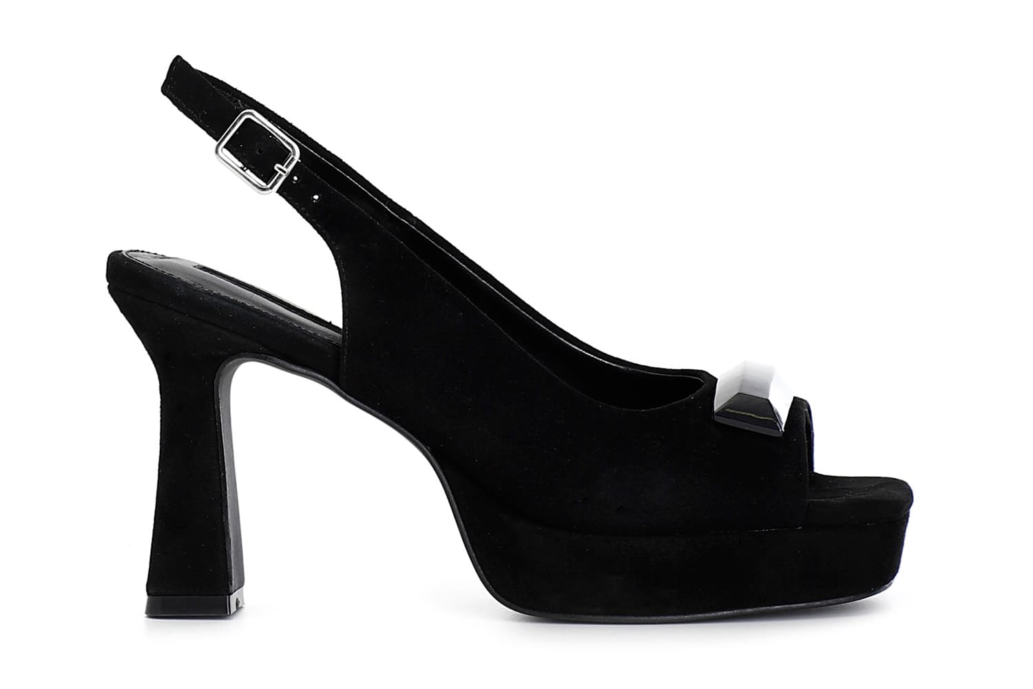 CafèNoir — Décolleté spuntata in camoscio nero