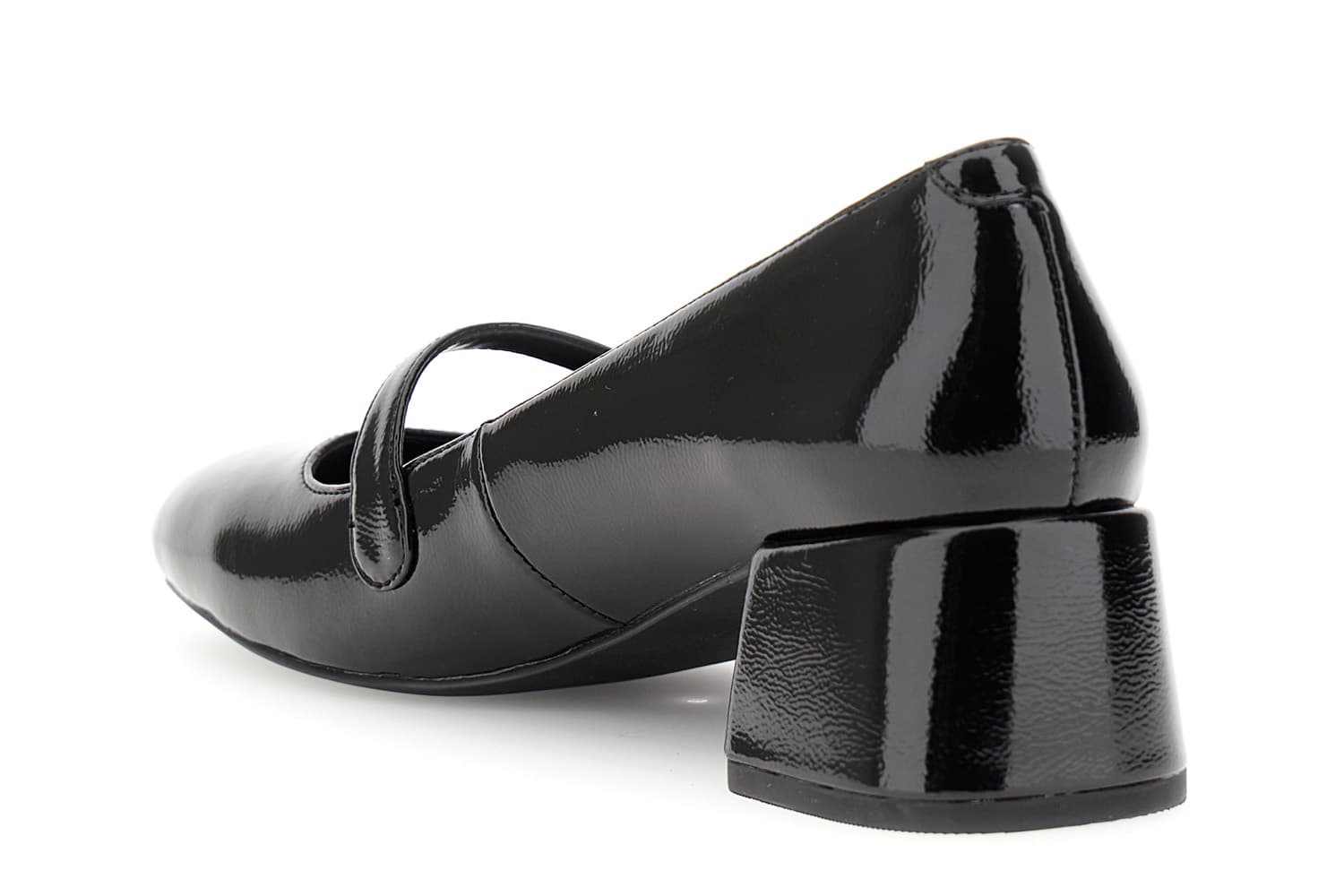 Décolleté con bottone effetto vernice nero — vista 2