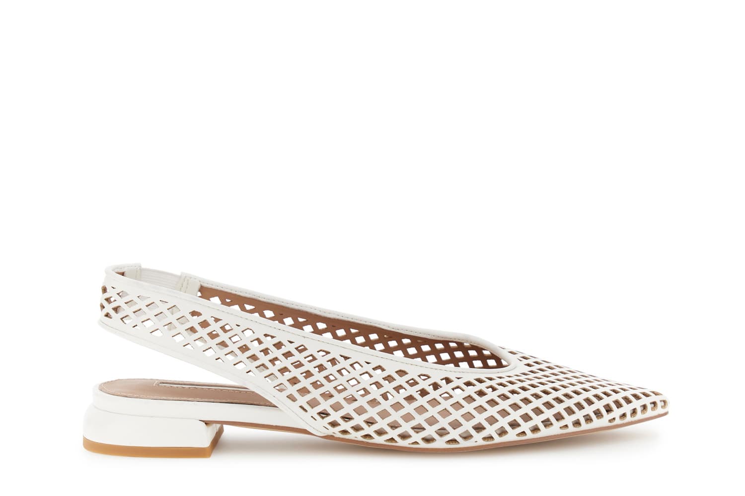 CafèNoir — Ballerine slingback traforate effetto pelle bianco