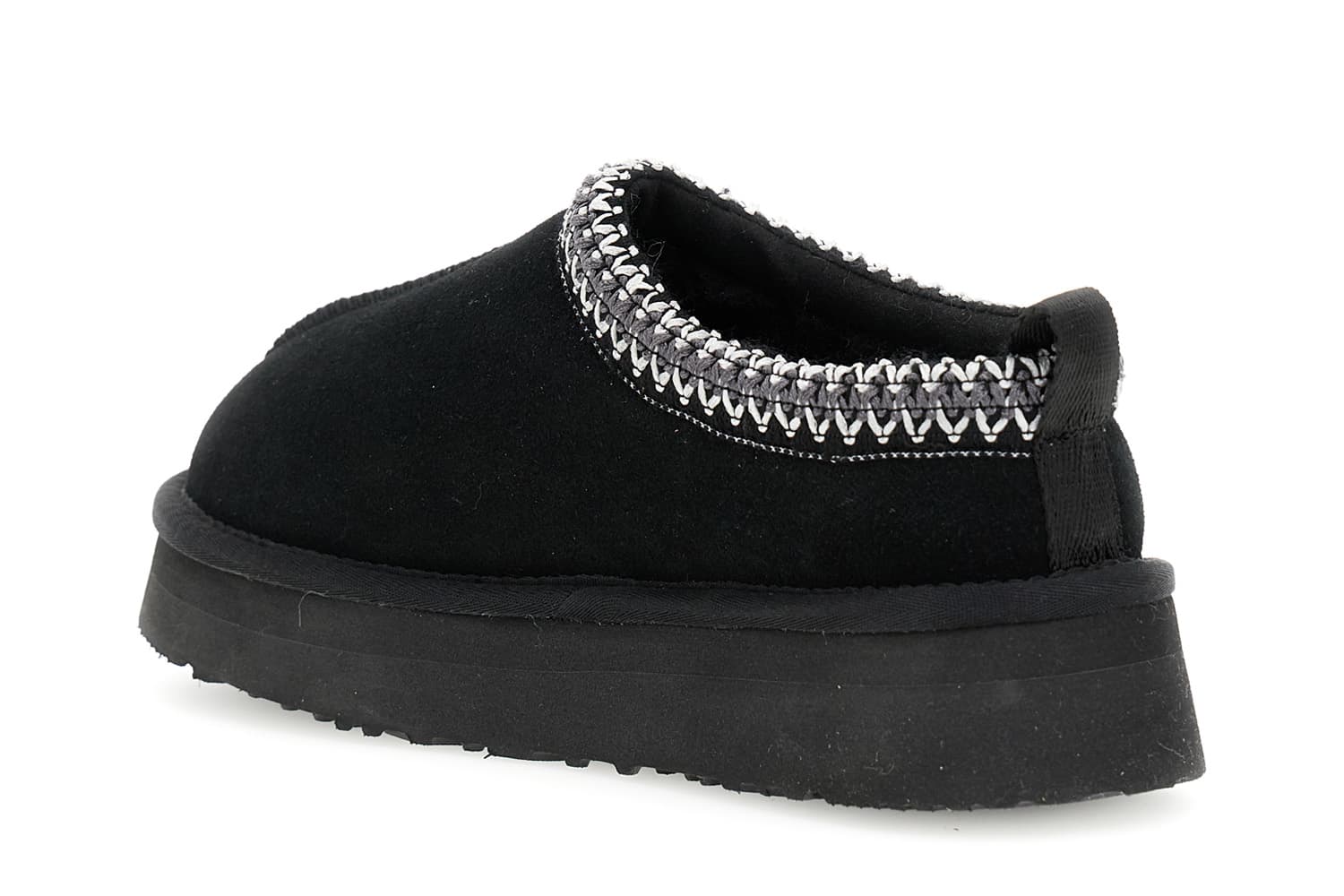 Sabot in pelle scamosciata con pelliccia nero — vista 2