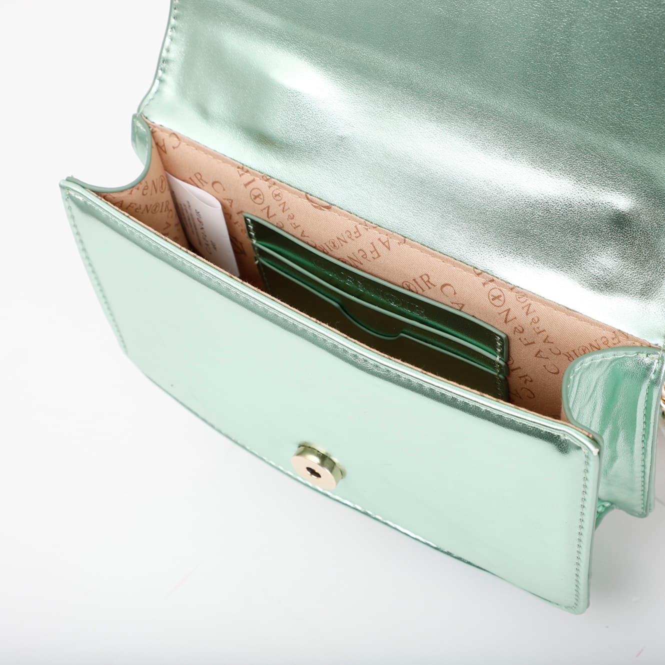 Minibag effetto metallizzato con pattina verde — vista 4