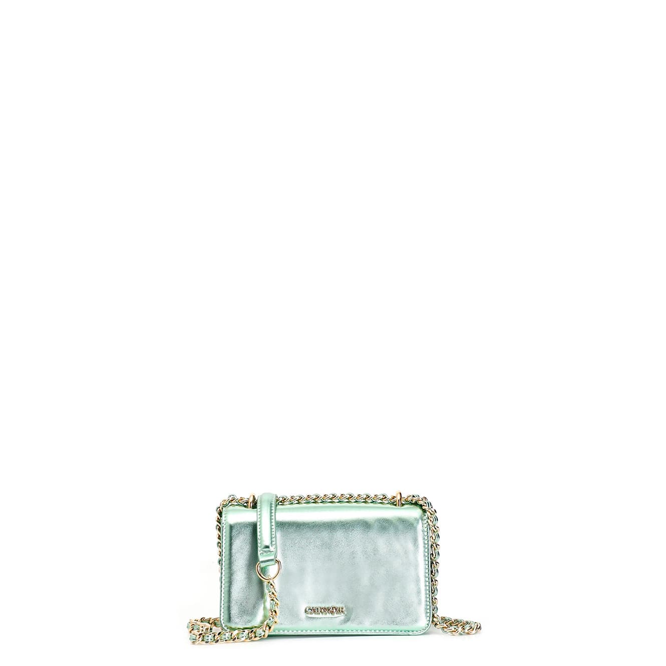 CafèNoir — Minibag effetto metallizzato con pattina verde