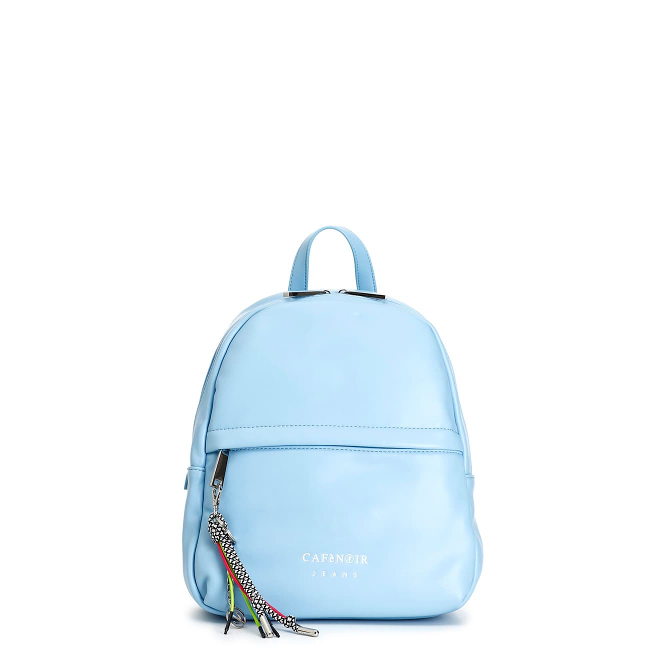 Zaino con logo ricamato e portachiavi personalizzato celeste — vista 3