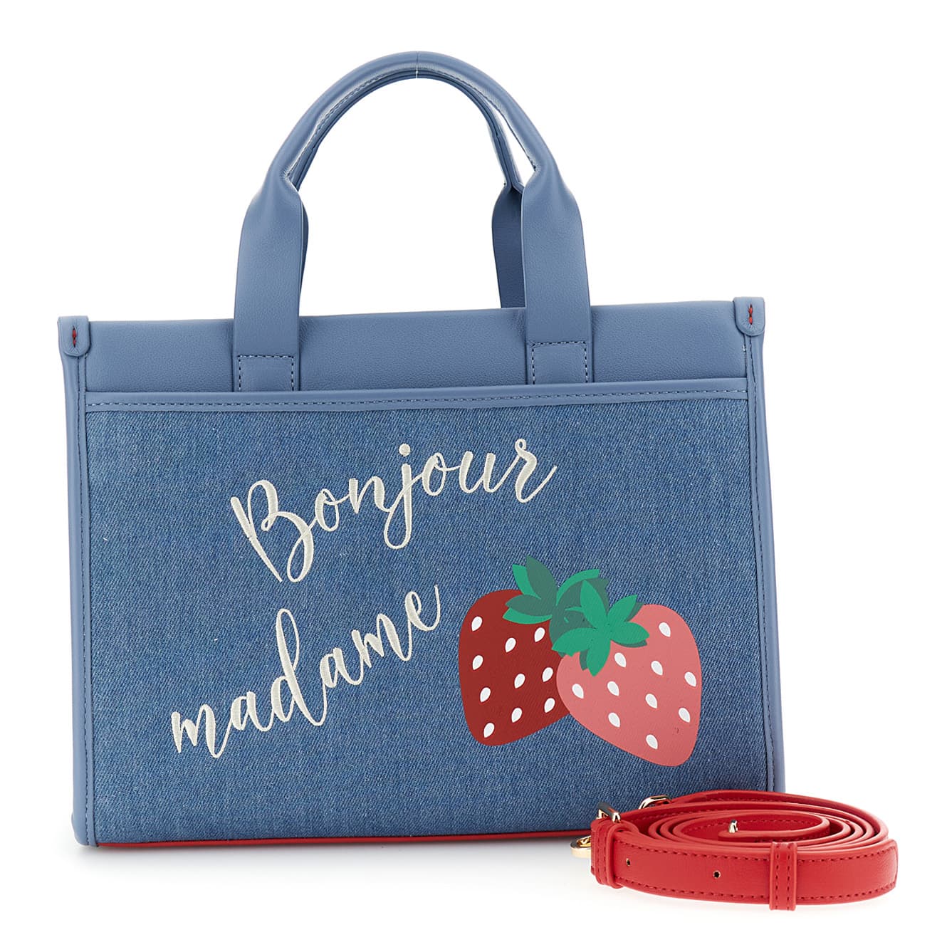 CafèNoir — Tote in canvas e effetto nappa con tasca e ricamo denim