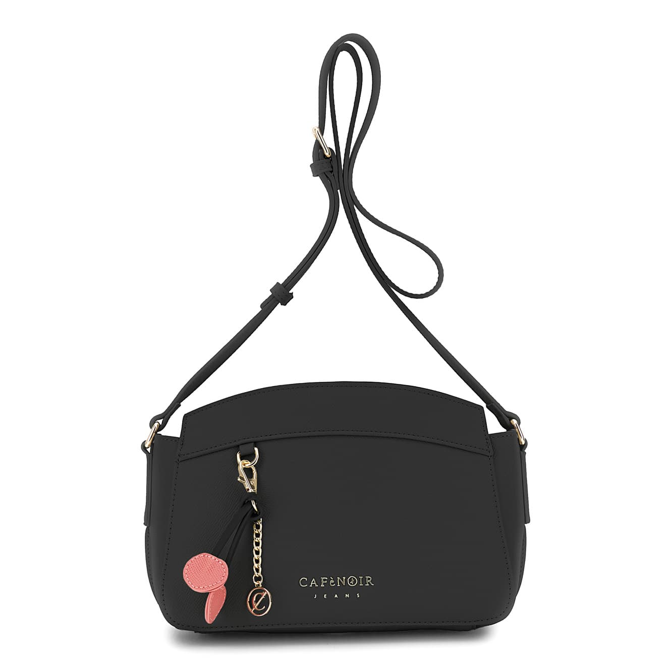 CafèNoir — Borsa a tracolla effetto saffiano con charm nero