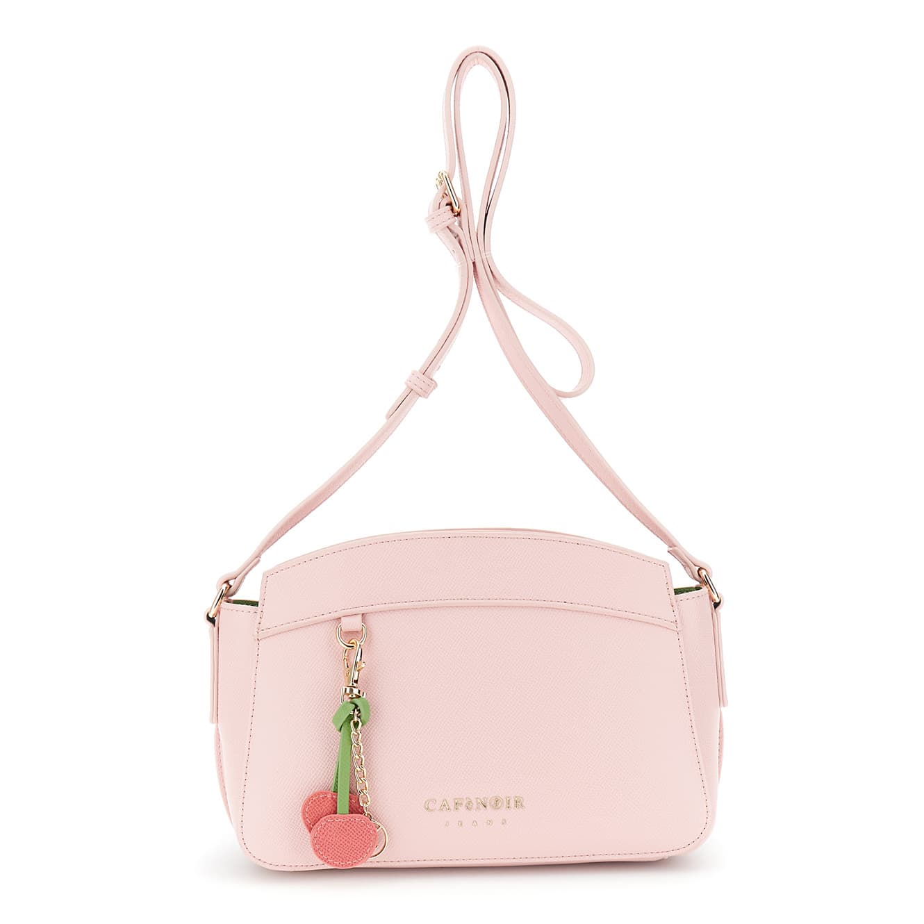 CafèNoir — Borsa a tracolla effetto saffiano con charm rosa