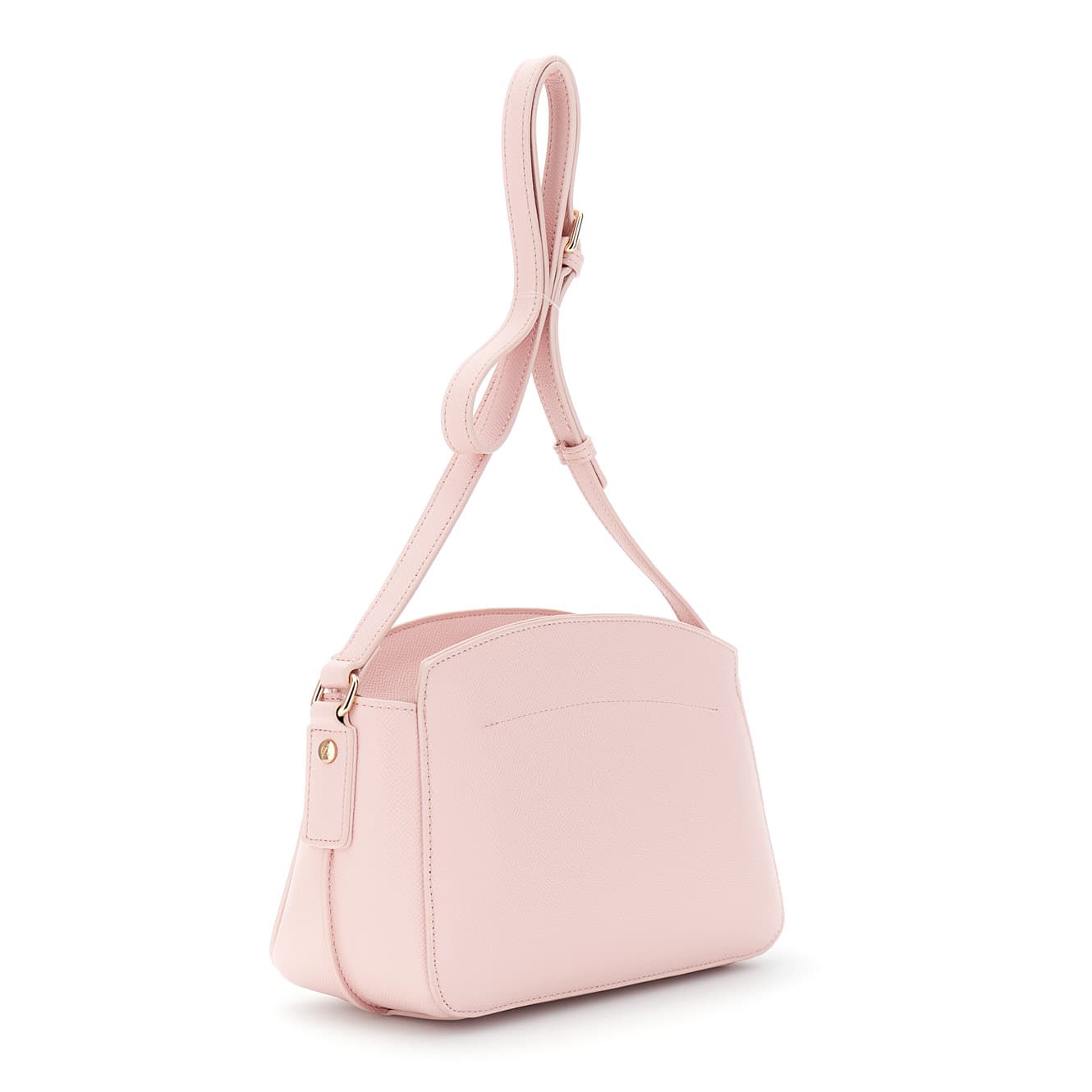 Borsa a tracolla effetto saffiano con charm rosa — vista 2