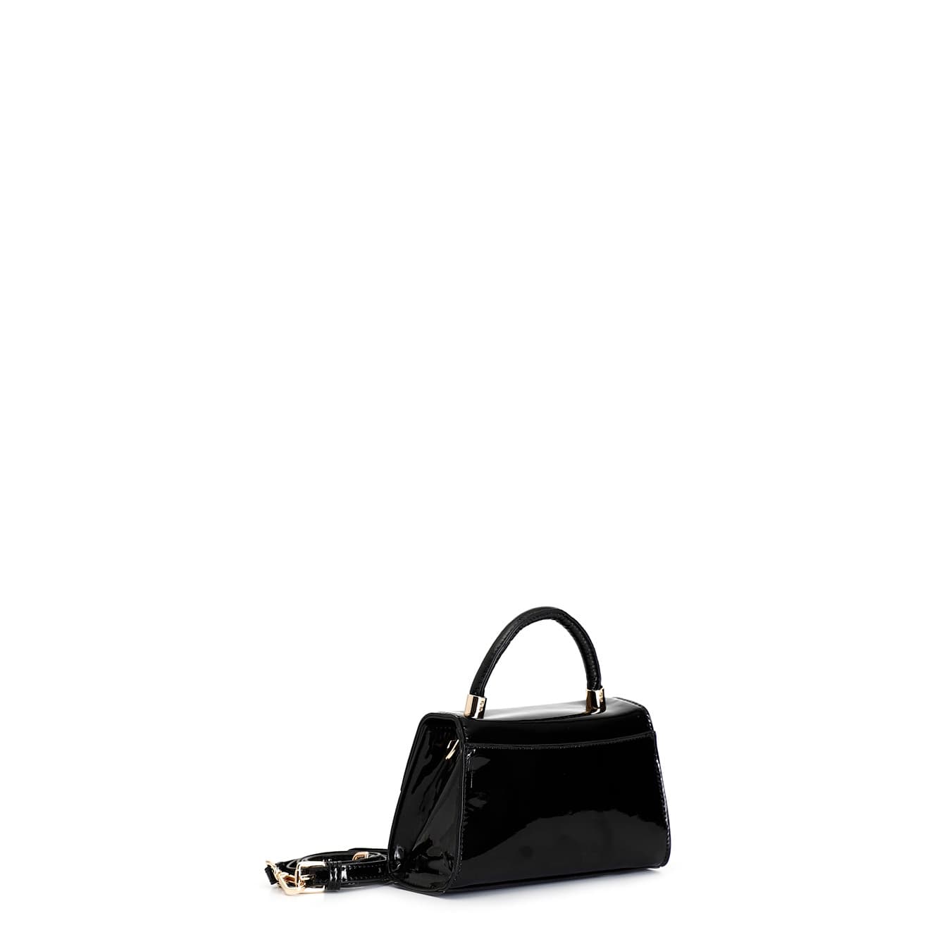 Borsa a mano effetto vernice con pattina nero — vista 2