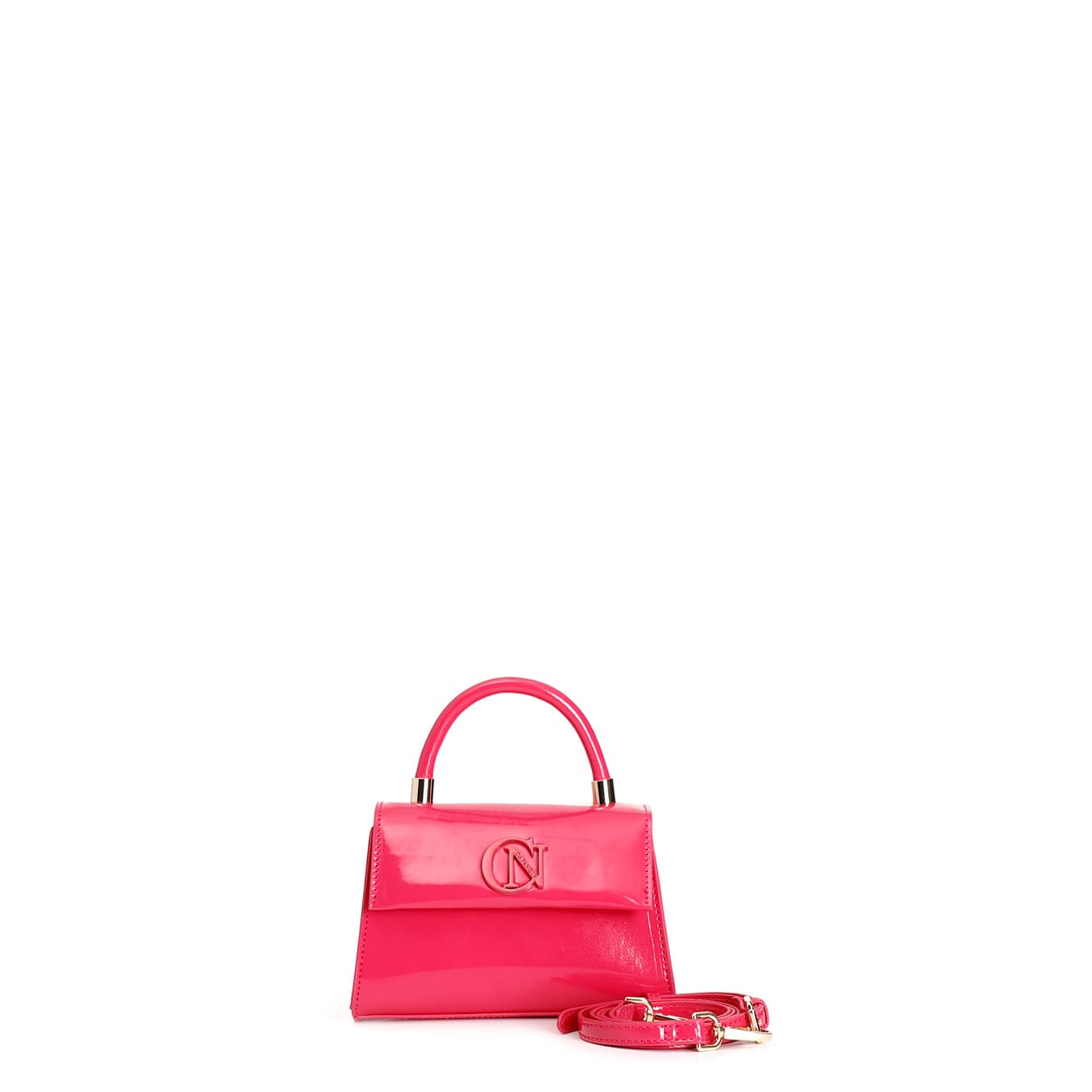 CafèNoir — Borsa a mano effetto vernice con pattina fuxia