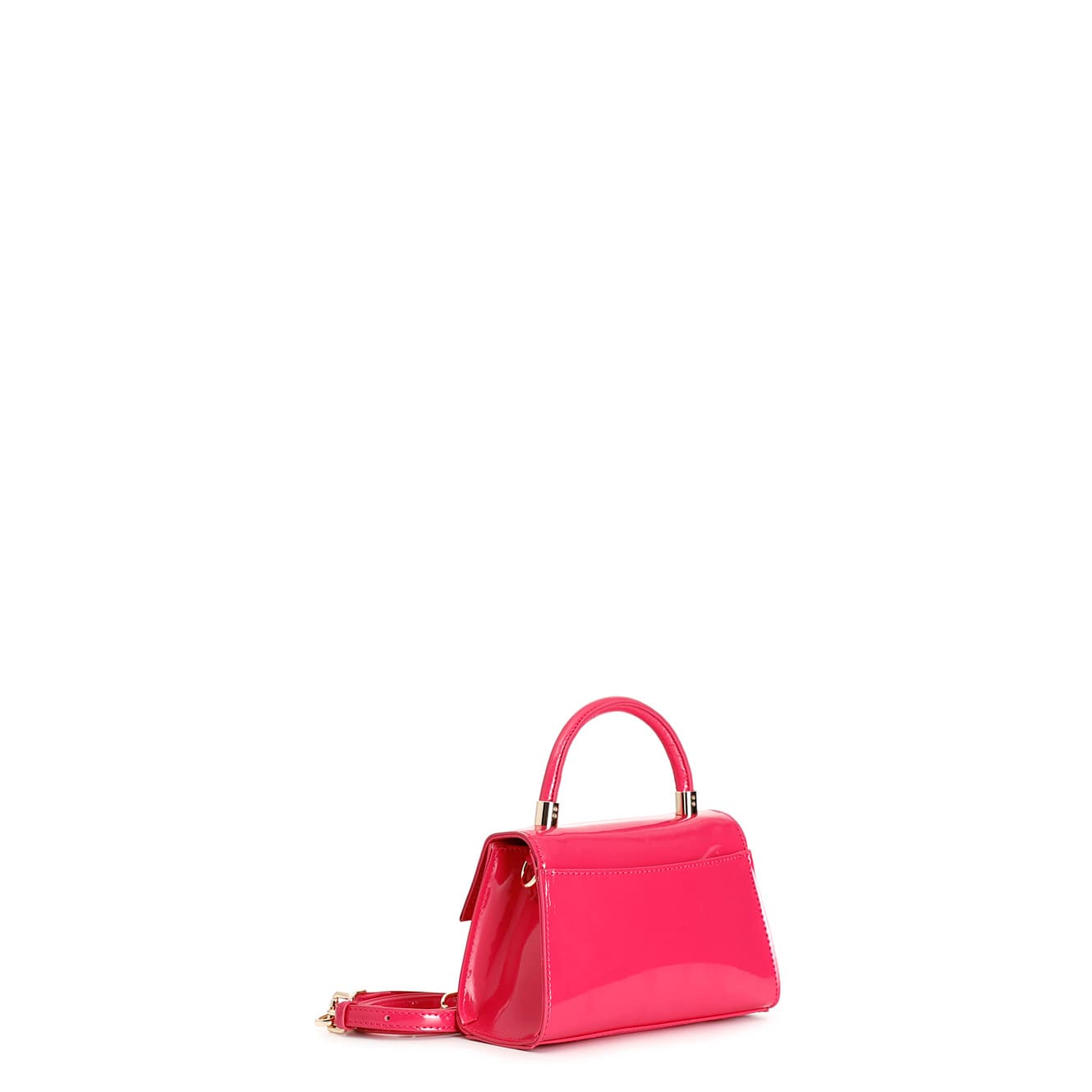 Borsa a mano effetto vernice con pattina fuxia — vista 2