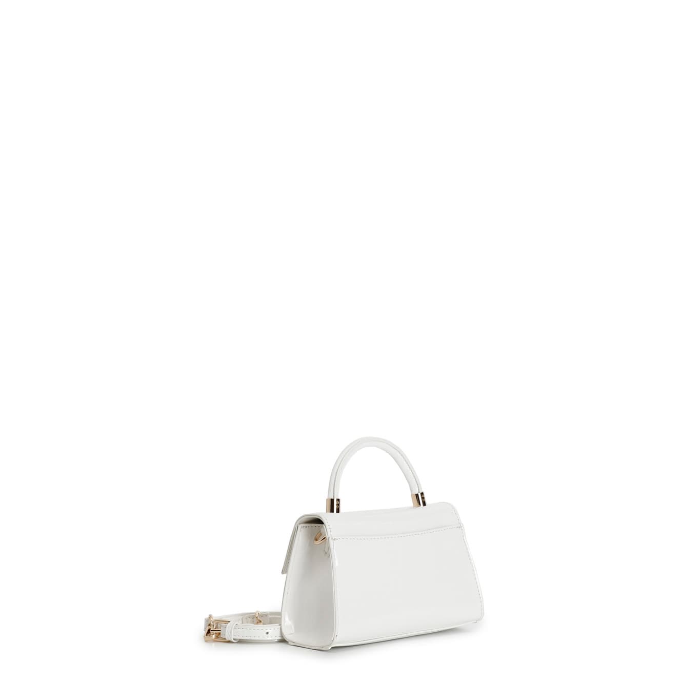 Borsa a mano effetto vernice con pattina bianco — vista 2
